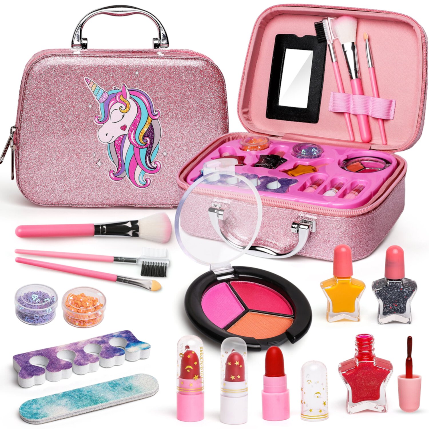 Huge Wave Washable Kids Makeup Kit for Girls, with Unicorn Makeup Bag, Birthday Christmas Toy for Girls Age 3 4 5 6 7 8 9 12 Year Old (15PCS) Huge Wave