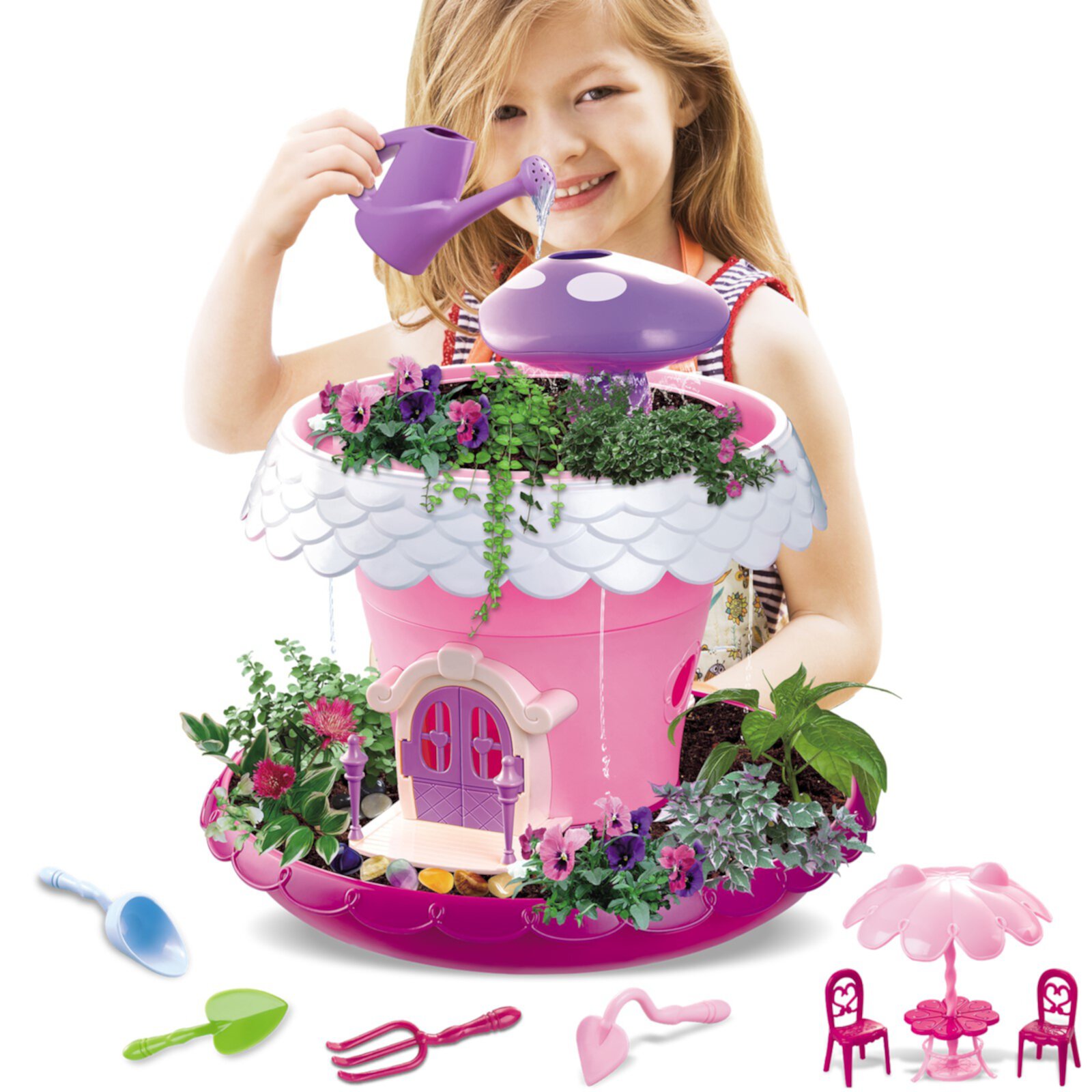 Vokodo Kids Magical Garden Growing Kit Includes Everything You Need Tools Seeds Soil Flower Plant Tree House Interactive Play Fairy Toys Inspires Horticulture Learning Great Gift For Children Pink Vokodo