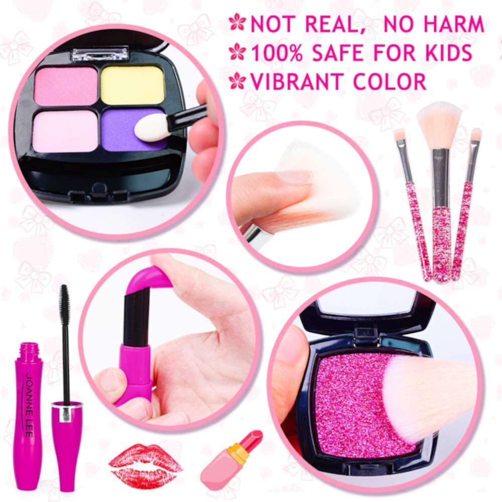 Rirool Play Kit for Girls - Vanity Set with Cosmetic Bag - Pretend Makeup Case for Toddlers and Kids - Pink - Ages 3-8 - (Not Real Makeup) Rirool