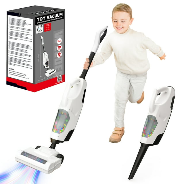 Toy Choi's 2 in 1 Kid Toy Vacuum, Toy Vacuum Cleaner for Kids, Pretend Play Vacuum Cleaner Set, for Boys Girls 3-8, White Toy Choi's