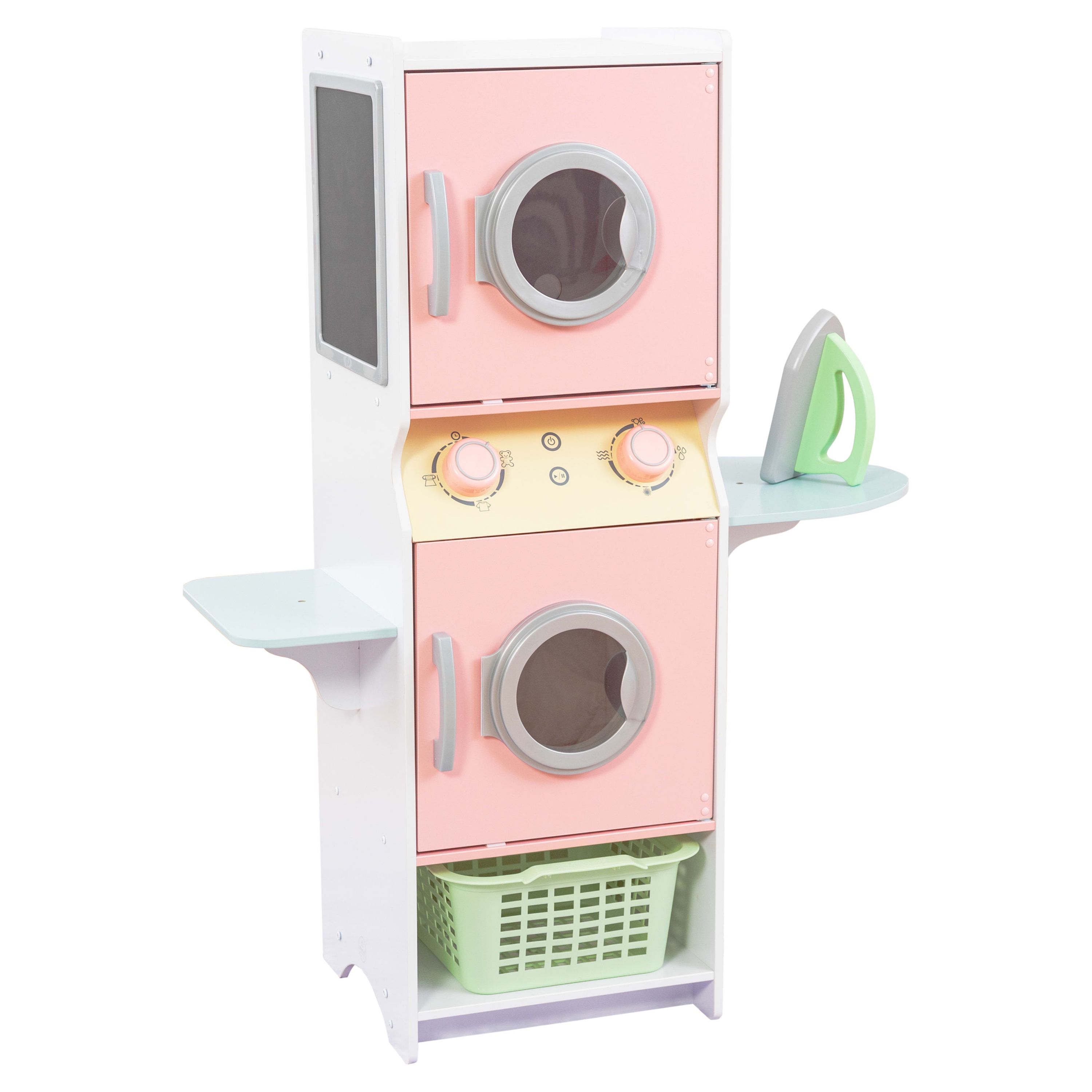 KidKraft Laundry Playset, Wooden Stacking Washer and Dryer, Pastel KidKraft