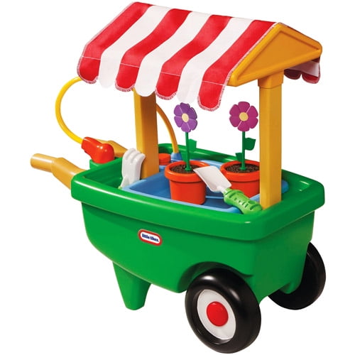 Little Tikes 2-in-1 Garden Cart & Wheelbarrow Play Gardening Toy, 10 Pieces and Sprinkler for Indoor Outdoor Preschool Pretend Play, Kids Toddlers Girls Boys Ages 2 3 4+ Little Tikes