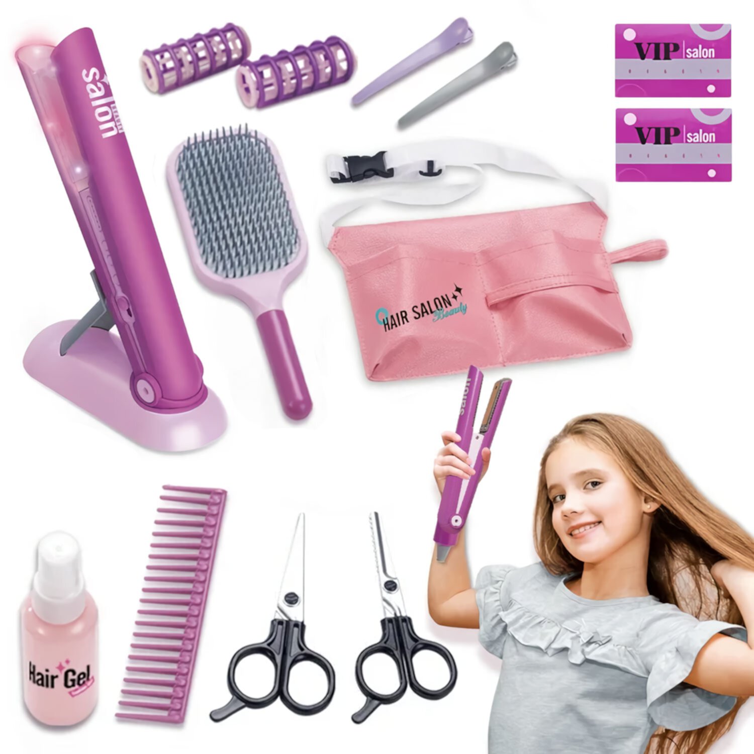 Kid Odyssey Kids Hair Salon Toys, Barber Playset Pretend Play Makeup and Styling Toy Set for Girls Age 3+ Kid Odyssey