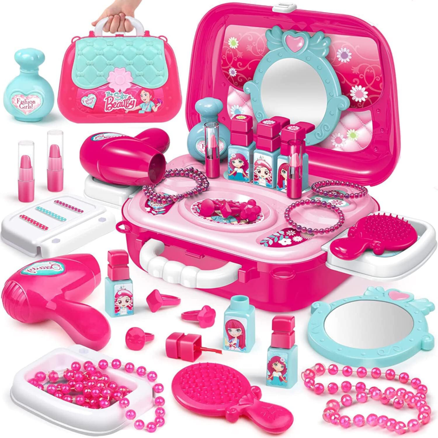 Kids Makeup Set for Little Girls, Play Makeup Kits for Toddler Girls, Toddler Toys for Girls Age 3 4 5 Year Old Suorfoxs