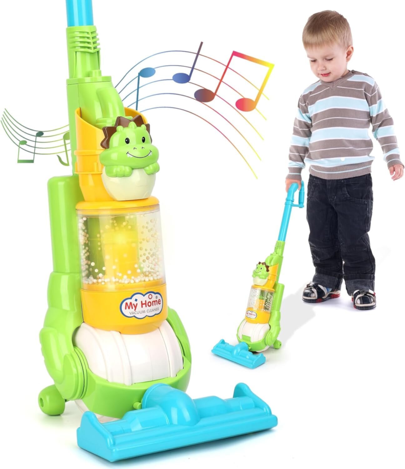 Adofi Pretend Kids Vacuum Cleaner Toy for Toddler with Light & Realistic Sounds, Toy Vacuum House Keeping Cleaning Play Set, Toys for Kids Toddlers 4 5 6 7, Green Adofi