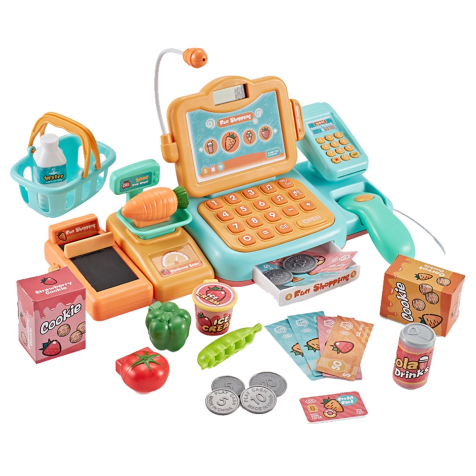 Black and Friday Toy Deals Children'S Simulation Supermarket Cash Registers Set Toy Puzzle Multi-Functional Cash Registers Play House Orange JUPAOPON