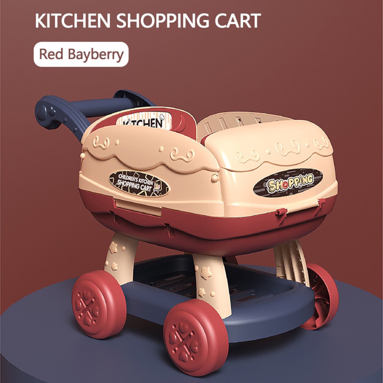 Kitchen Shopping Cart Toys Food Wash Sink Cooking Cookwares toys Role Play Toy for Men Women Kids Mothers Day Gifts Cherybn