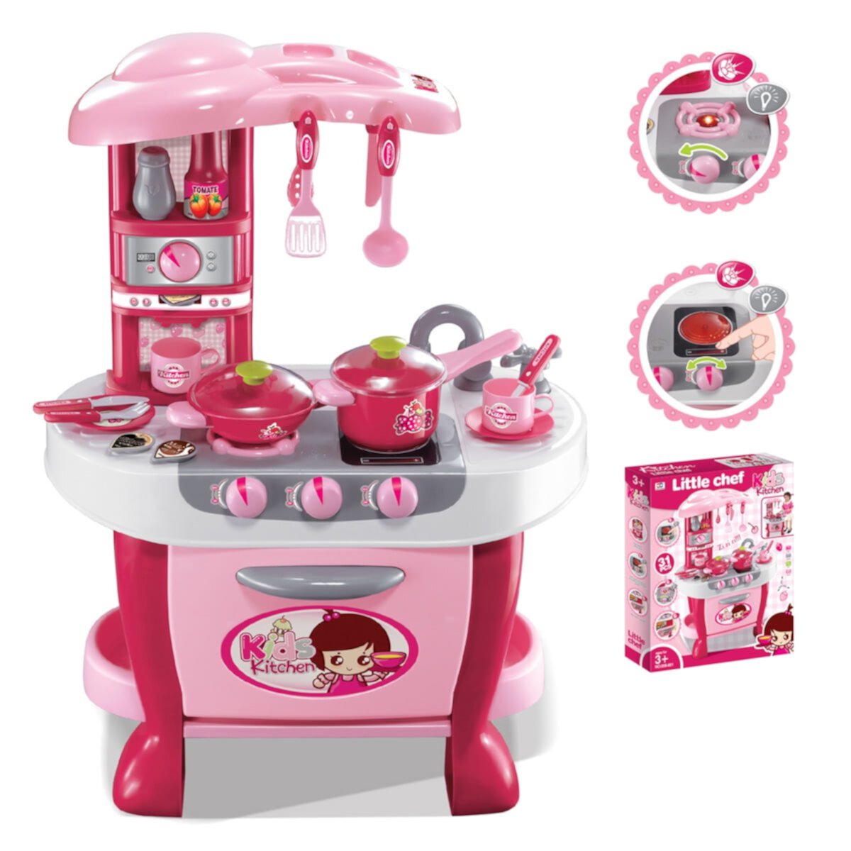 Kitchen Connection Toy Shopping Cart Playset- Pink Kitchen Connection