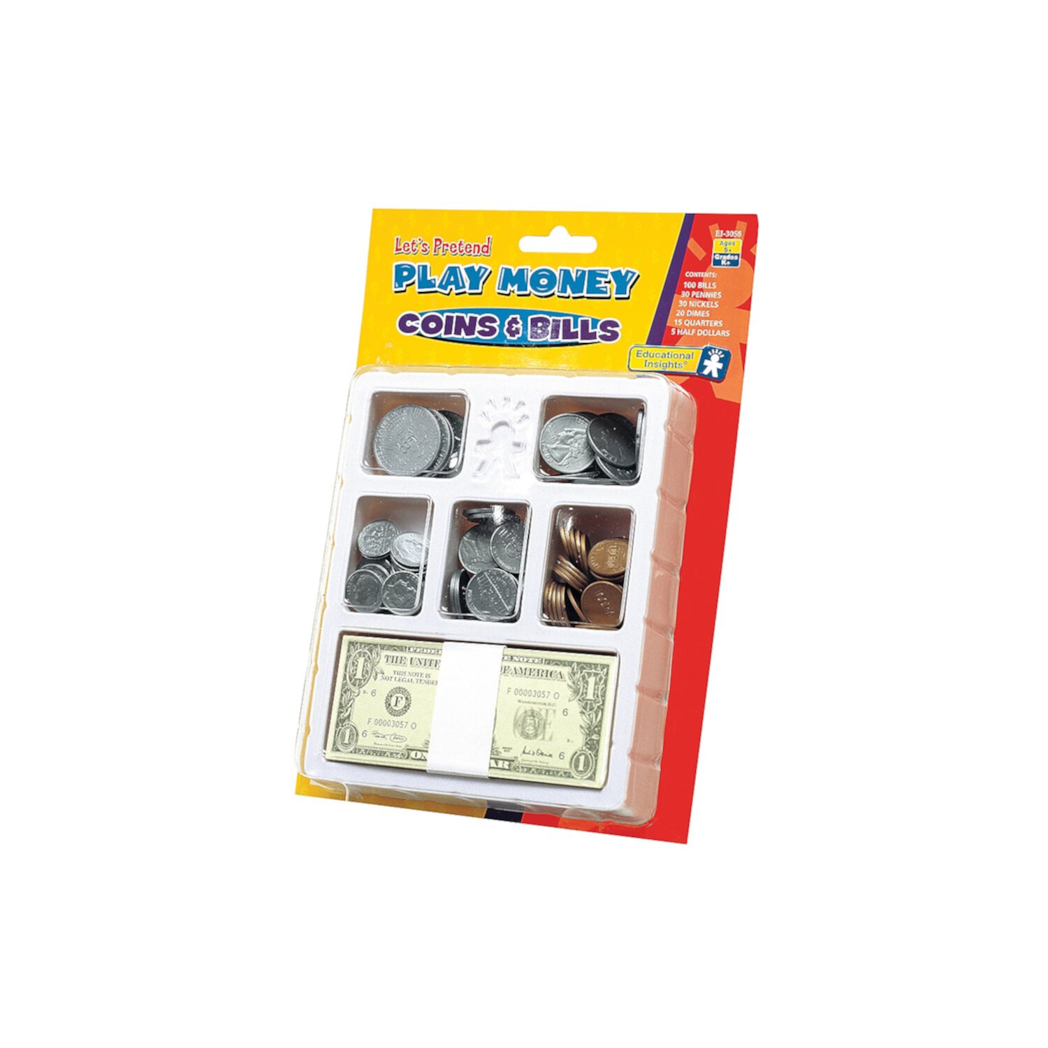 Educational Insights® Play Money, Coins & Bills Tray Educational Insights