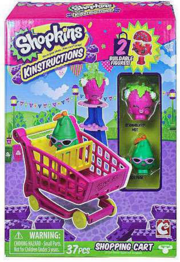 Shopkins - Kinstructions Shopping Cart Mini Pack, Strawberry Kiss and Posh Pear Shopkins