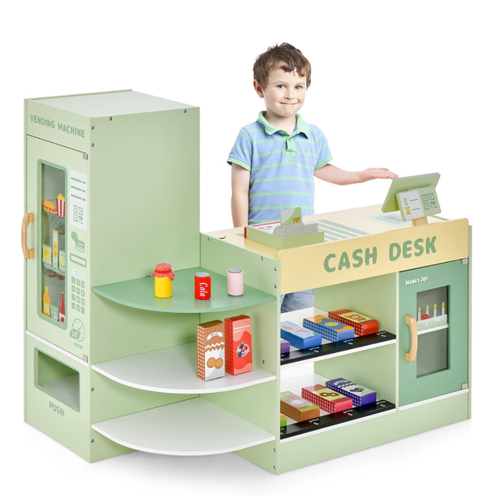 Kadyn Kids Wooden Supermarket Play Toy Set with Checkout Counter-Green Kadyn