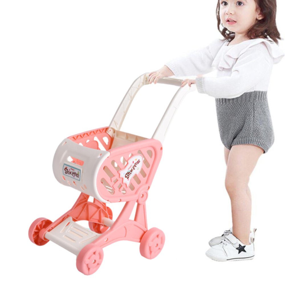 Baby Supermarket Shopping Groceries Cart Trolley Toys For Girls Kitchen Play House Pretend Trolley Kids Toy,Pink TITOUMI