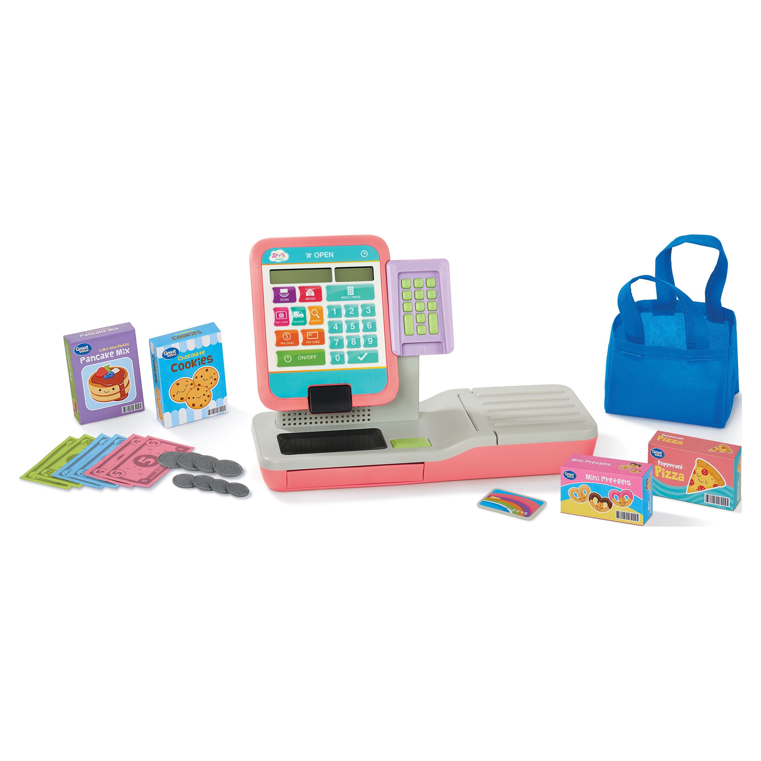 Spark Create Imagine Check Out Station Play Cash Register with Play Money, 21 Pieces Spark Create Imagine