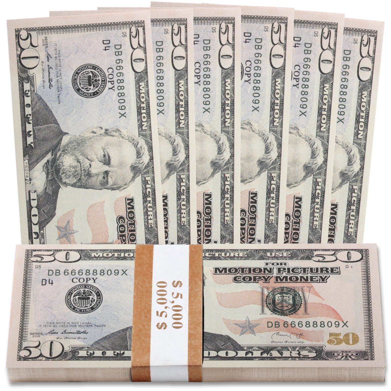 Ruvince Fake Prop Paper Money 50 Dollar Bills Realistic Full Prints RUVINCE