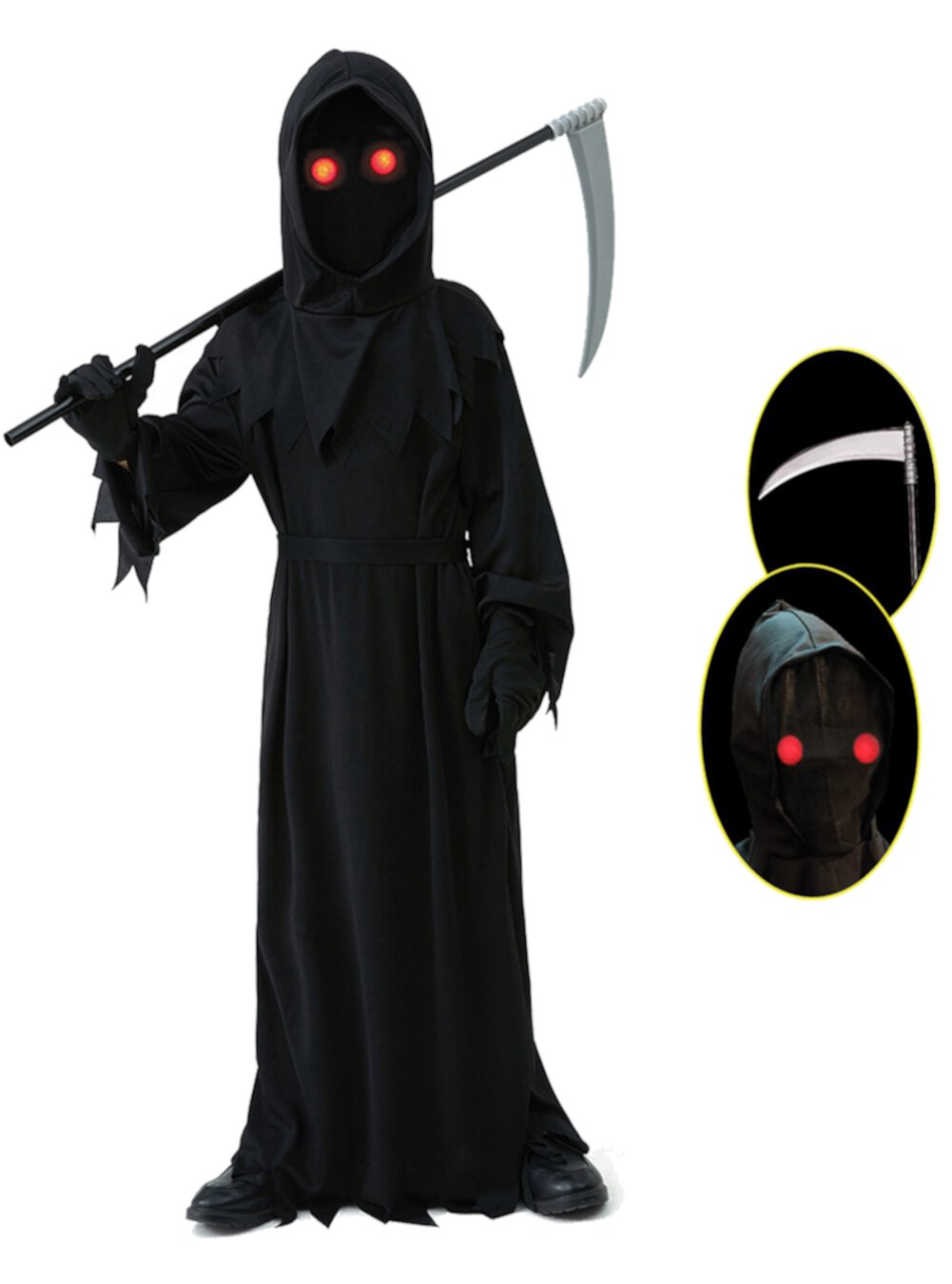 Halloween Grim Reaper Costume for Boys Girls Kids Costume with Scythe 8-14Y Gyratedream