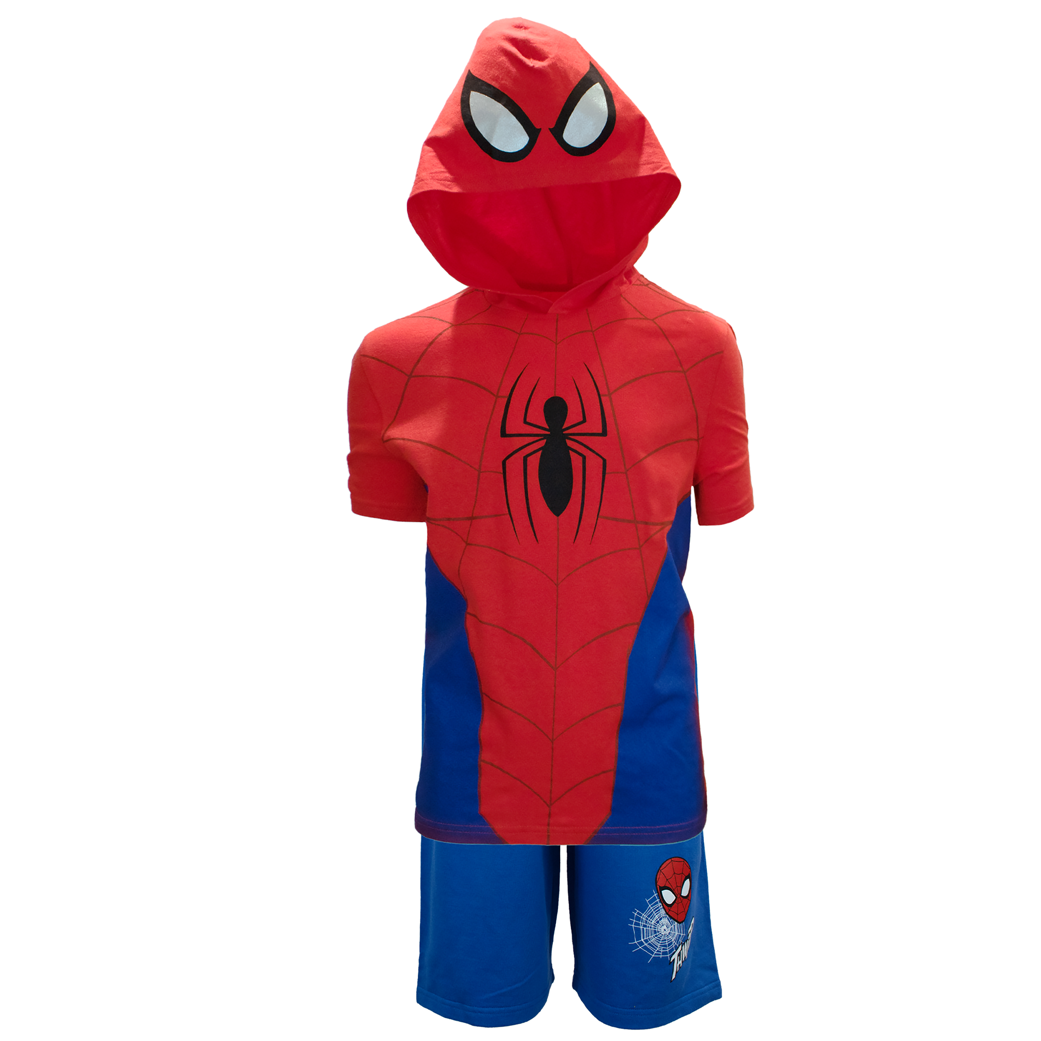 Marvel Avengers Superheroes Boys Character Lightweight Short Sleeve Hoodie T-Shirt & Shorts Ath Short Set (Spider-Man, Sizes 2T-16) Marvel