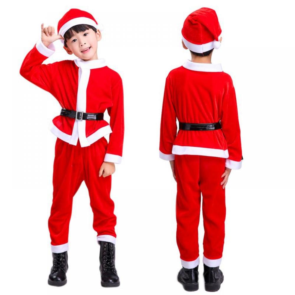 Boys Christmas Santa Claus Suit Christmas Costume for Kids with Santa Hat for 3-16 Years Color Profit Kids