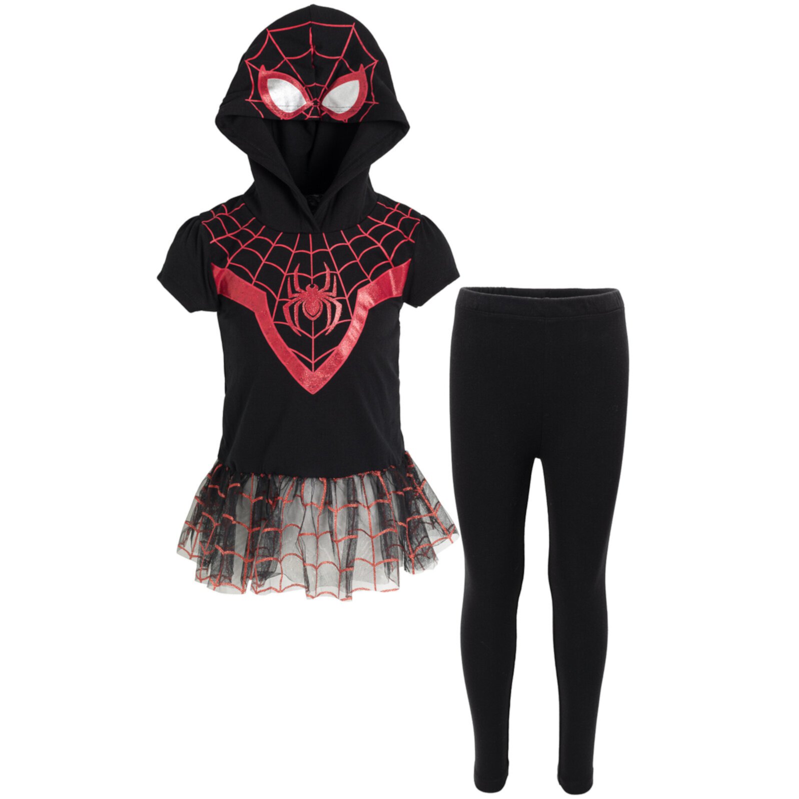 Marvel Spider-Man Miles Morales Little Girls Cosplay T-Shirt Dress and Leggings Outfit Set Marvel