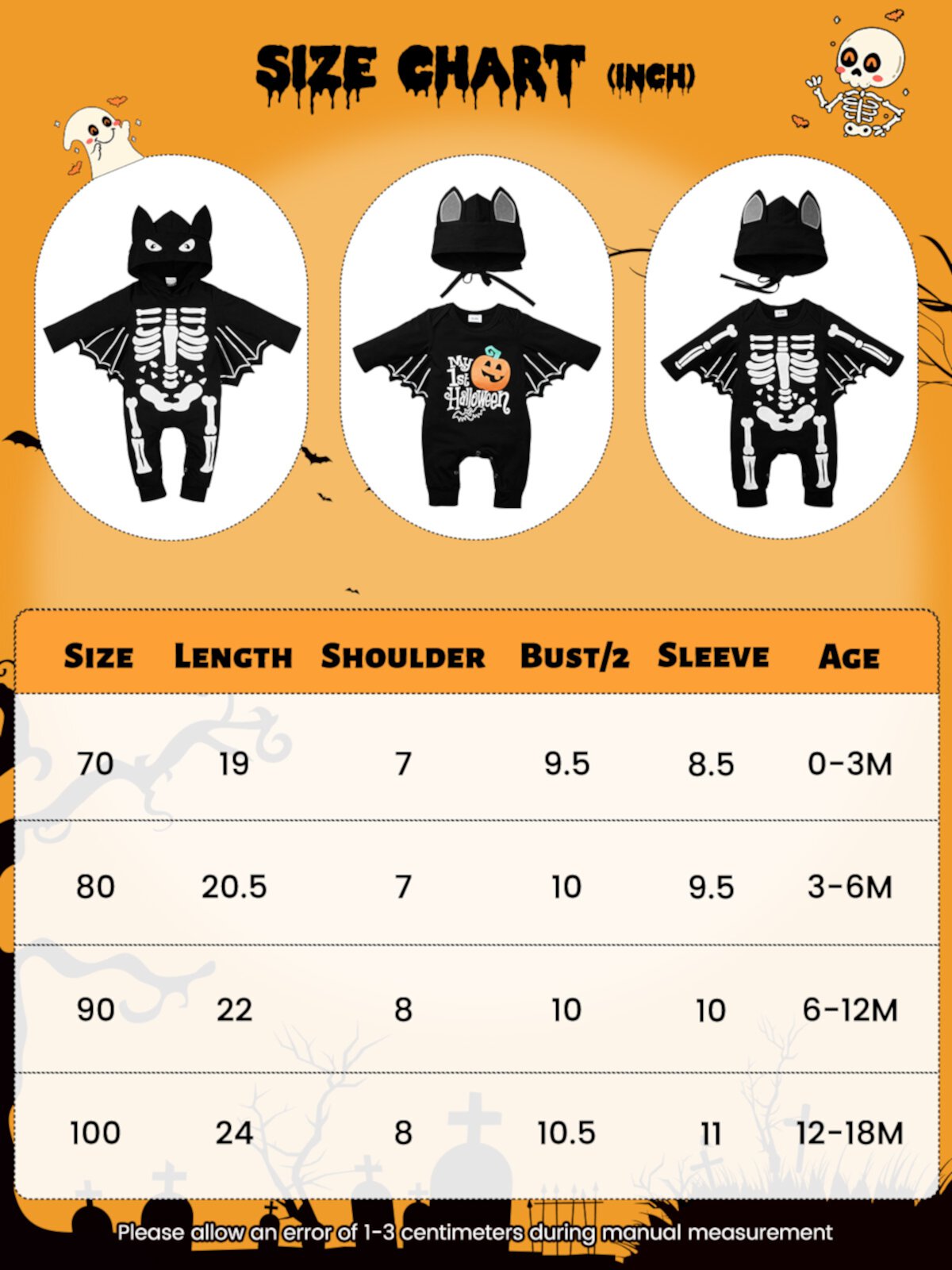 GYRATEDREAM My First Halloween Outfits Bat Costume Newborn Infant Baby Boy Girl Clothes Jumpsuit Bodysuit Romper with Hat 0-18 Months Gyratedream