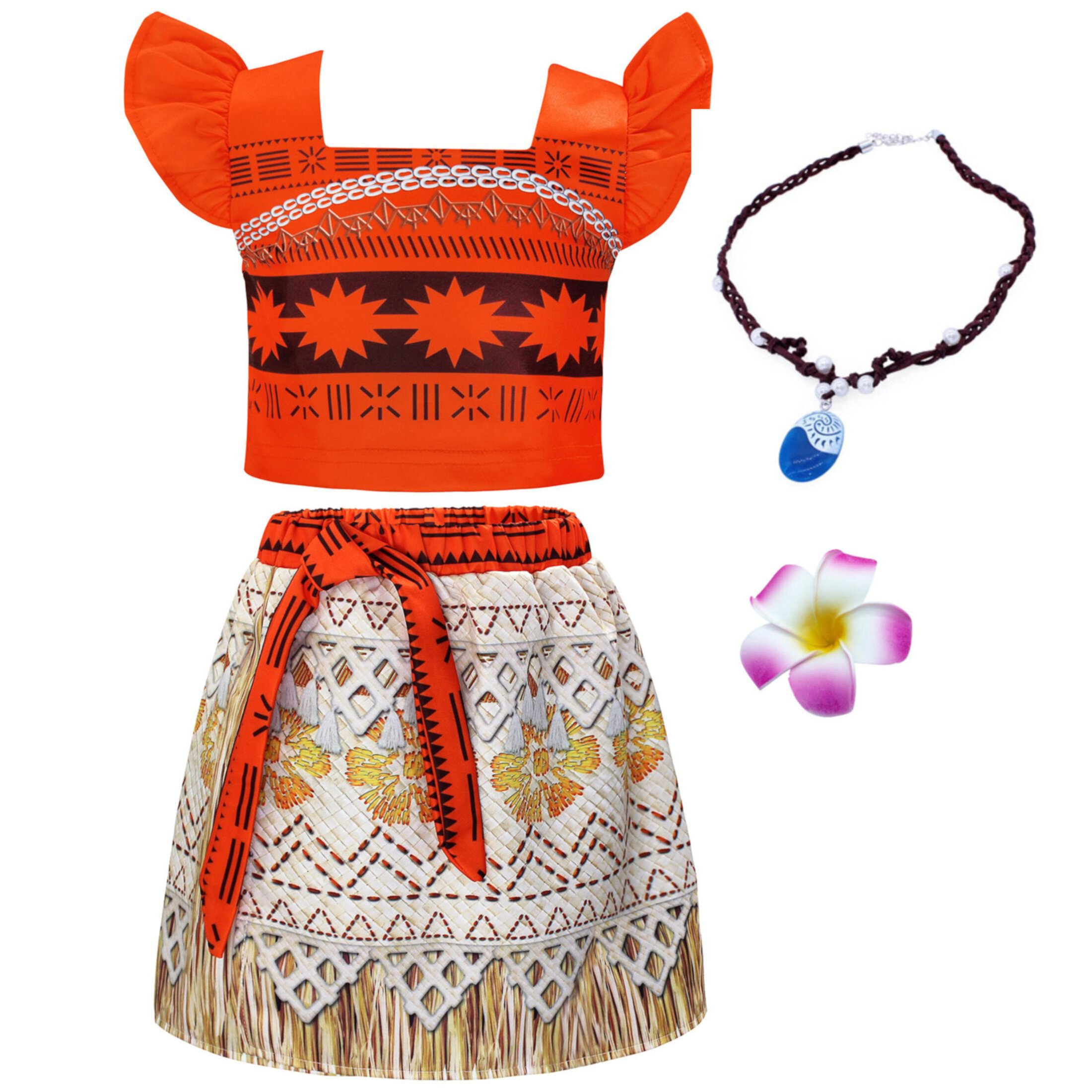 Jurebecia Moana Ocean Adventure Costume for Girls Skirt Sets Princess Dress up Kids Cosplay Role Play Christmas Outfit with Accessories Visit the Jurebecia Store