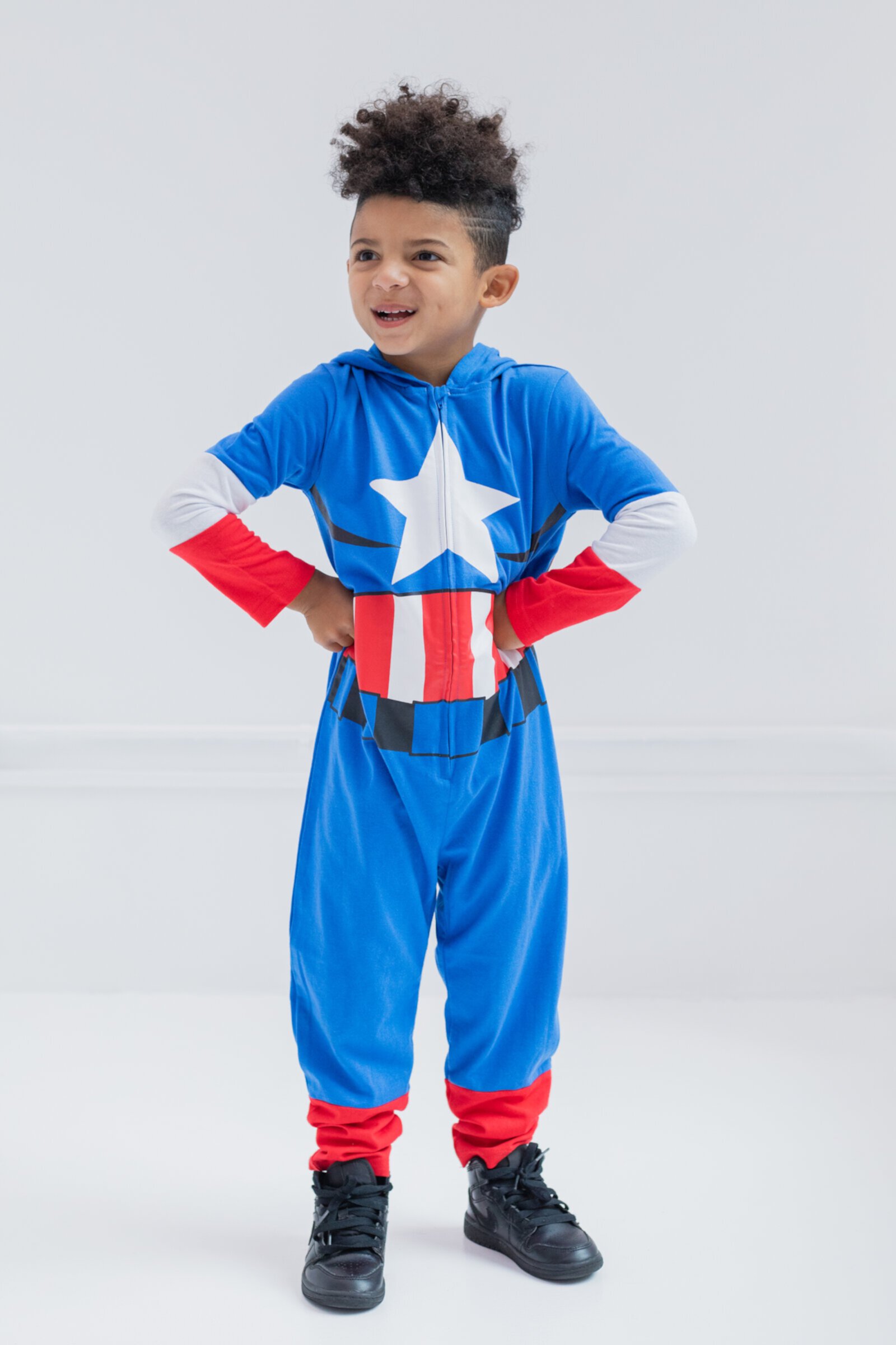 Marvel Avengers Captain America Little Boys Zip Up Cosplay Coverall Marvel