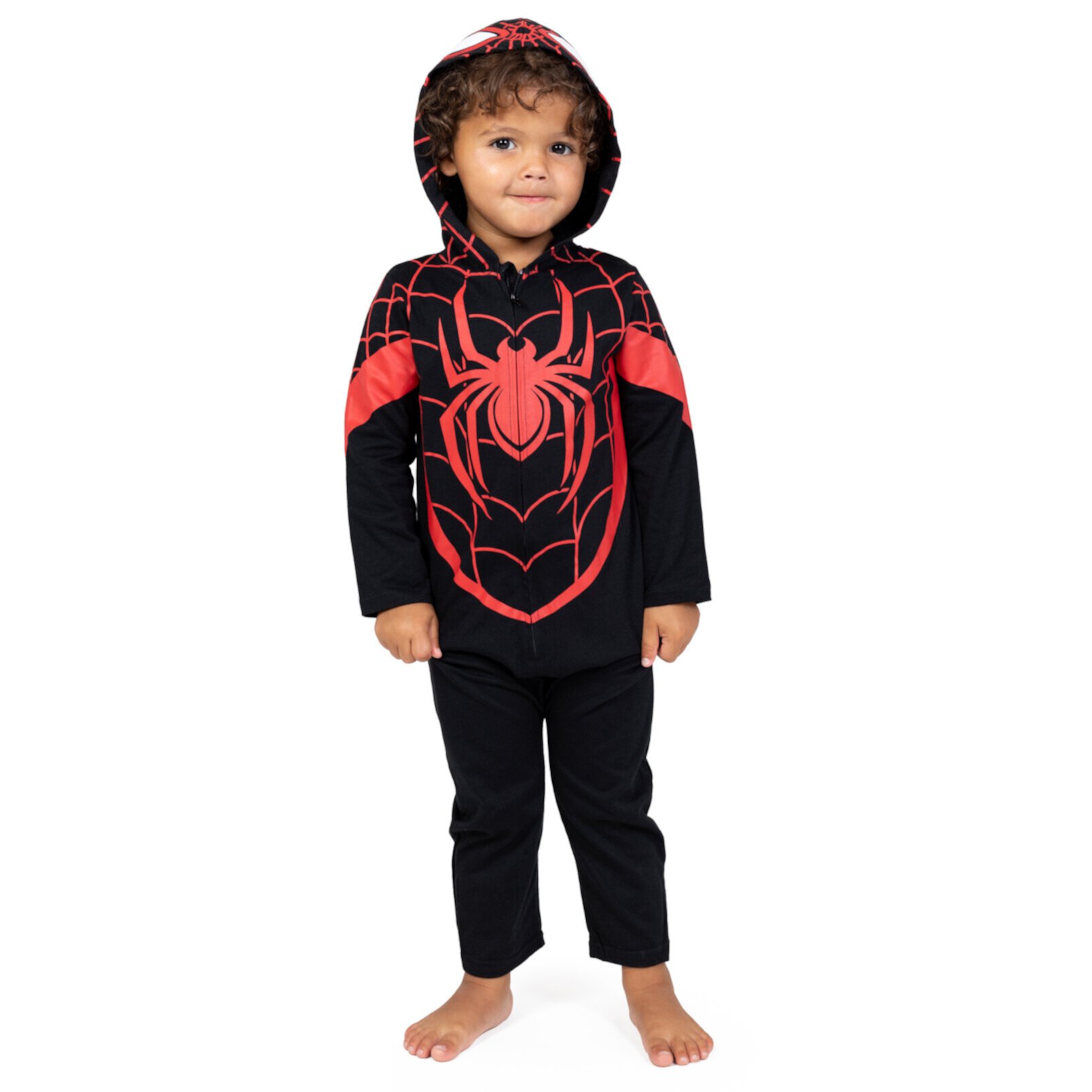 Marvel Spider-Verse Miles Morales Little Boys Zip Up Cosplay Coverall Infant to Little Kid Marvel