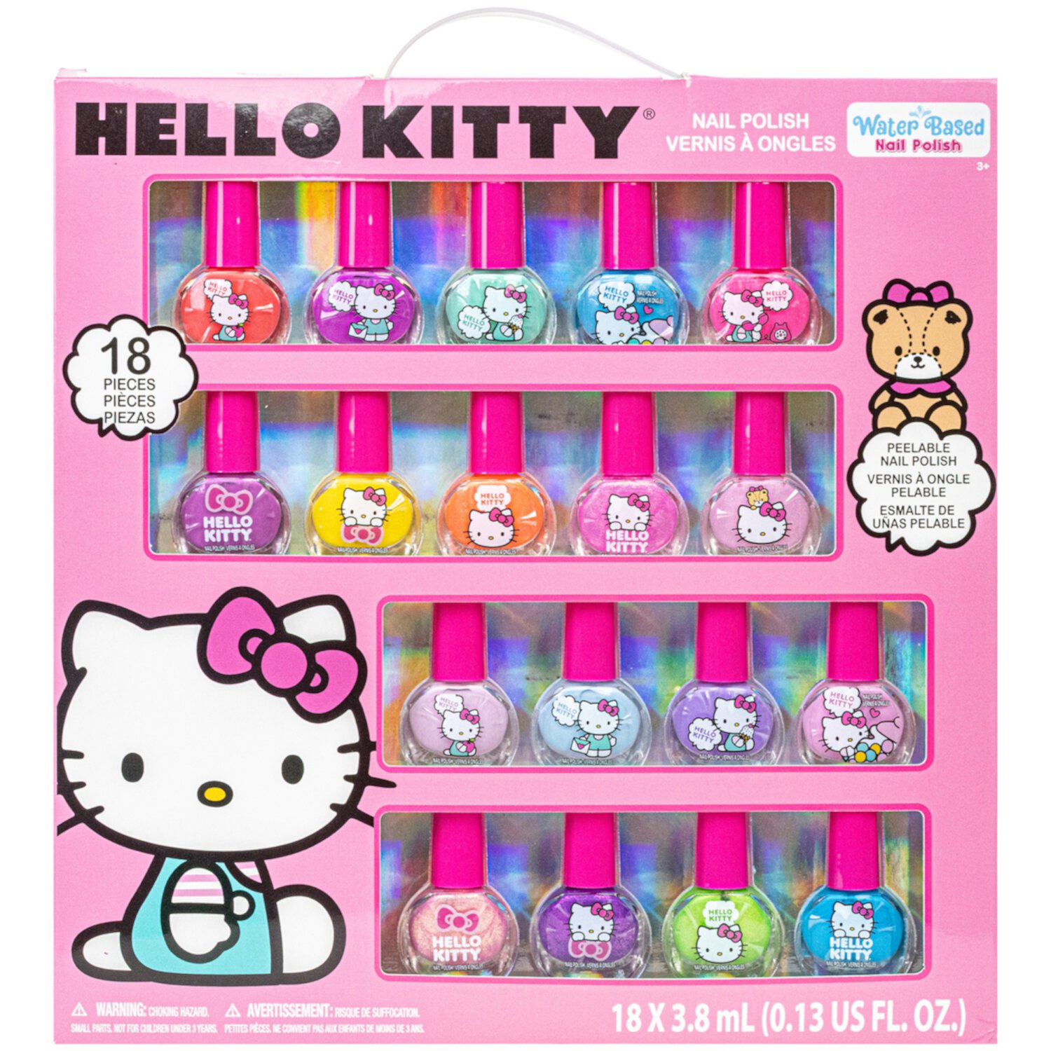 Hello Kitty - Townley Girl Non-Toxic, Water-Based, Peel-Off Nail Polish Set for Girls, Ages 3+ Hello Kitty