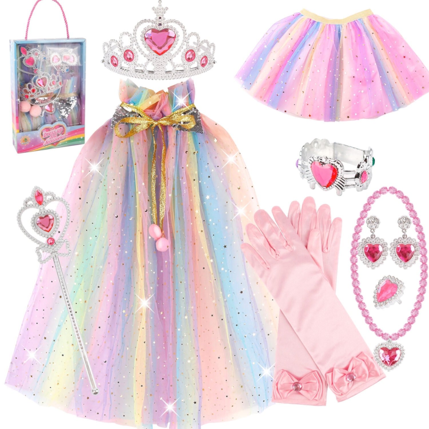 JoyStone 11 Pieces Princess Dress Up Toys for Toddler Girls 3-6 Years, Pink JoyStone