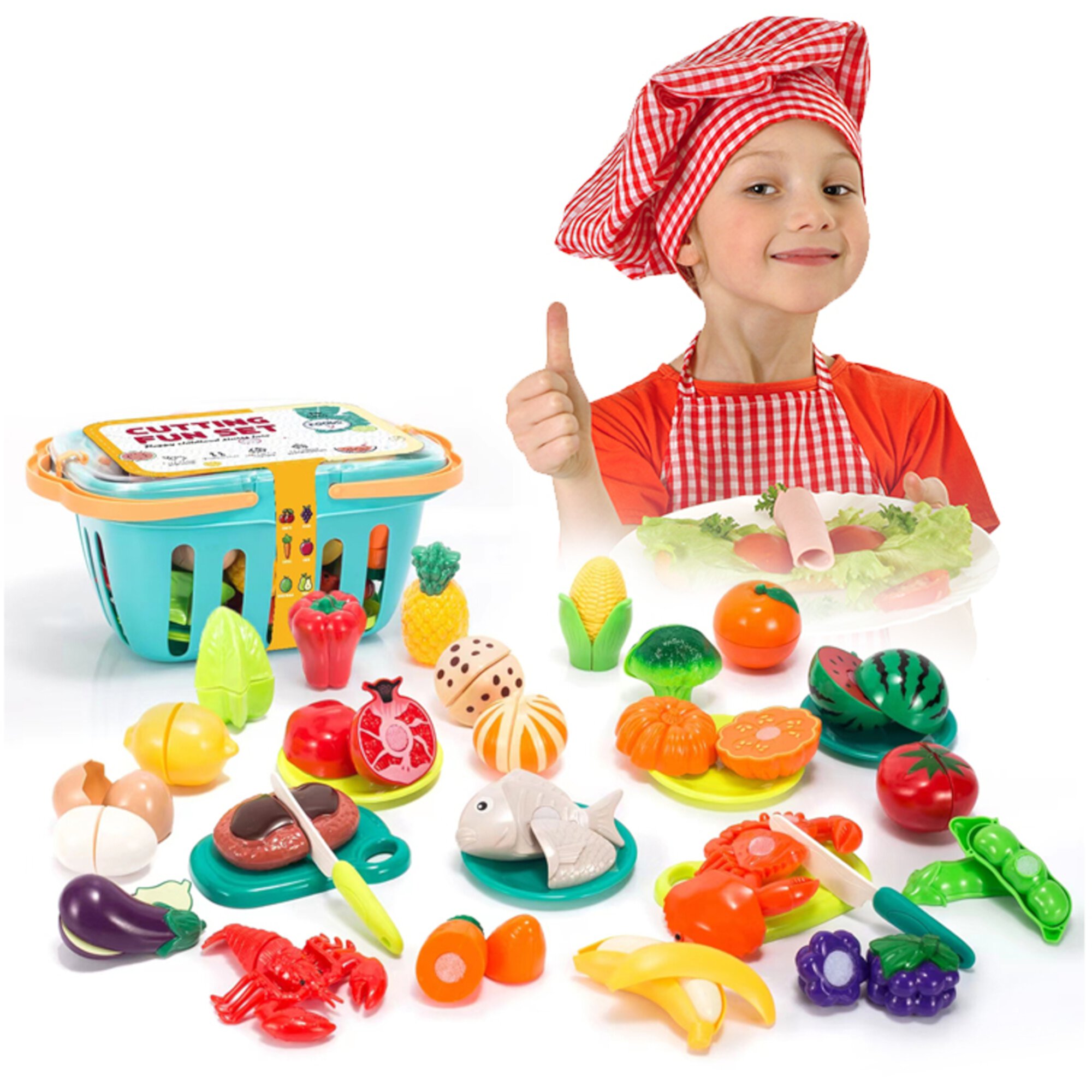 Play Food Set for Kids 33 Pcs with Basket Kitchen Toys for Toddlers Boys Girls +3 Years Mundo Toys Mundo Toys