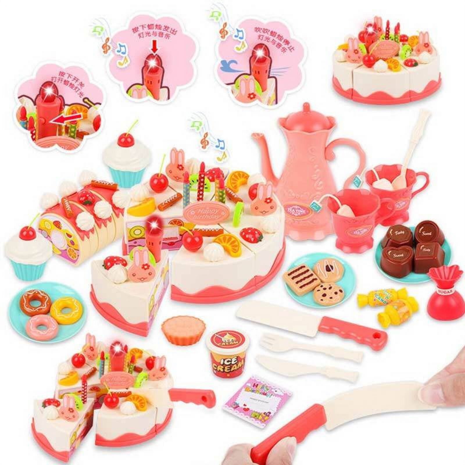 Birthday Cake Pink Play Food Set 82 Pieces Kitchen Toy for Girls +3 Years Mundo Toys Mundo Toys