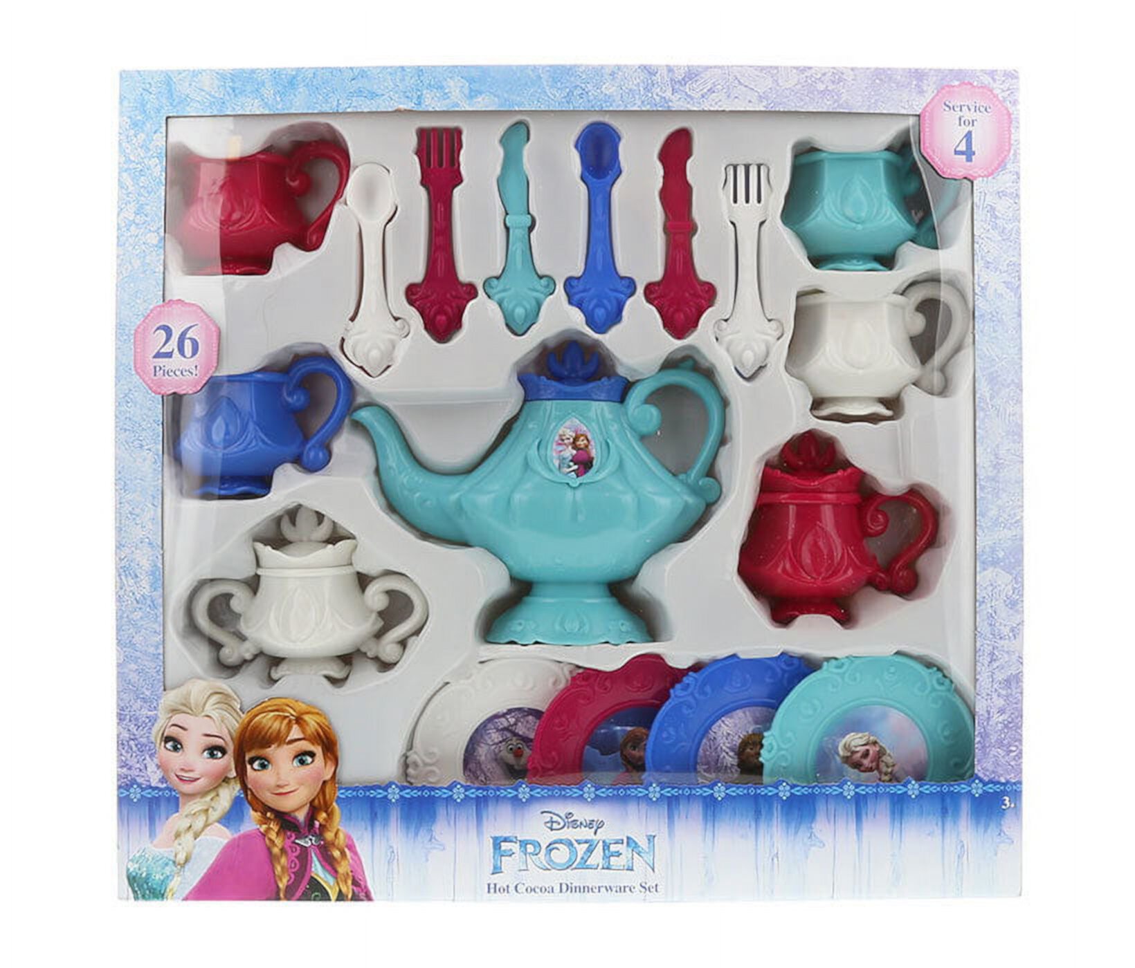 Disney 26 Piece Dinnerwear Plastic Play Tea Set, Multi-color Disney