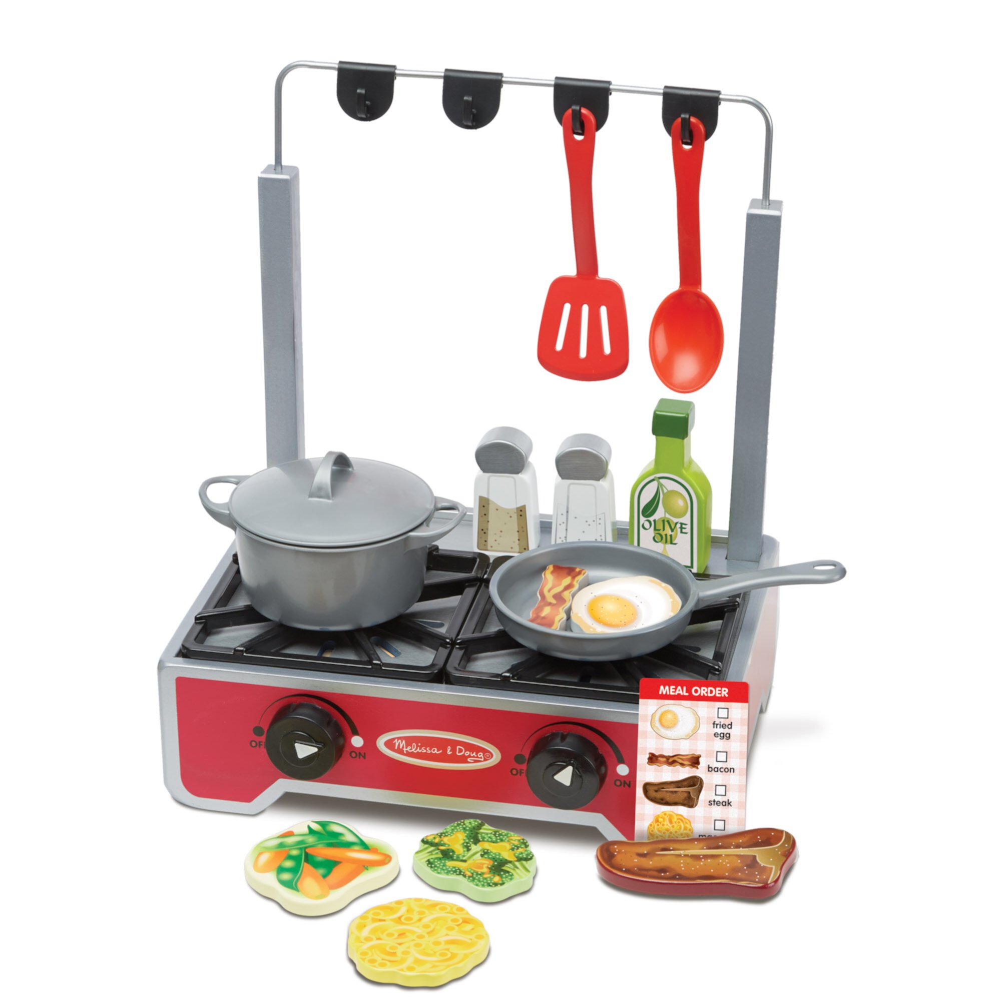 Melissa & Doug 19-Piece Deluxe Wooden Cooktop Set With Wooden Play Food, Durable Pot and Pan Melissa & Doug