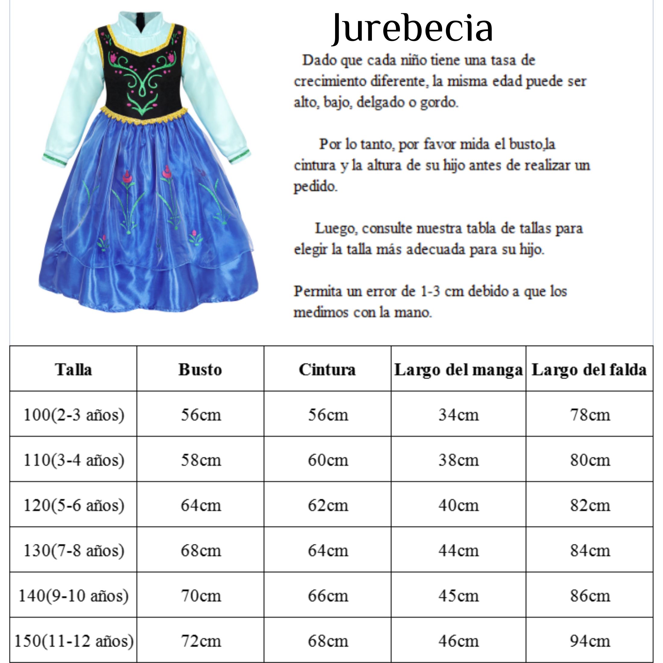 Jurebecia Anna Costume For Girls frozen dress Anna Dresses Princess Costume Toddle Long Sleeve with Accessories Birthday Party Cosplay 120 CM 5-6 Years Visit the Jurebecia Store