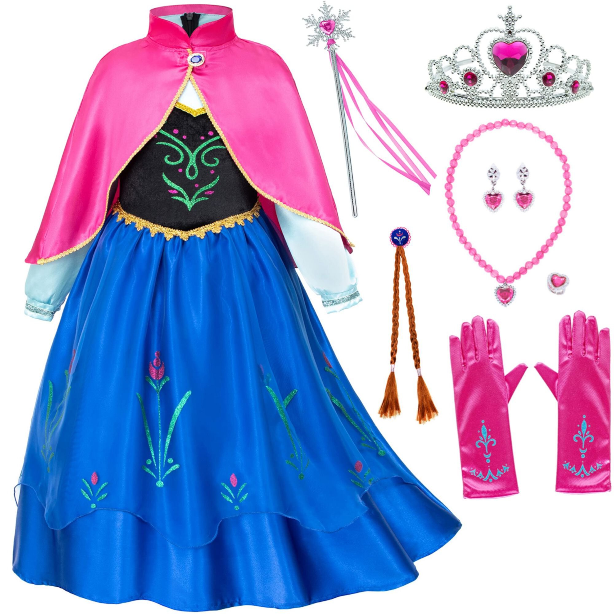 Jurebecia Anna Costume For Girls frozen dress Anna Dresses Princess Costume Toddle Long Sleeve with Accessories Birthday Party Cosplay 110 CM 3-4 Years Visit the Jurebecia Store