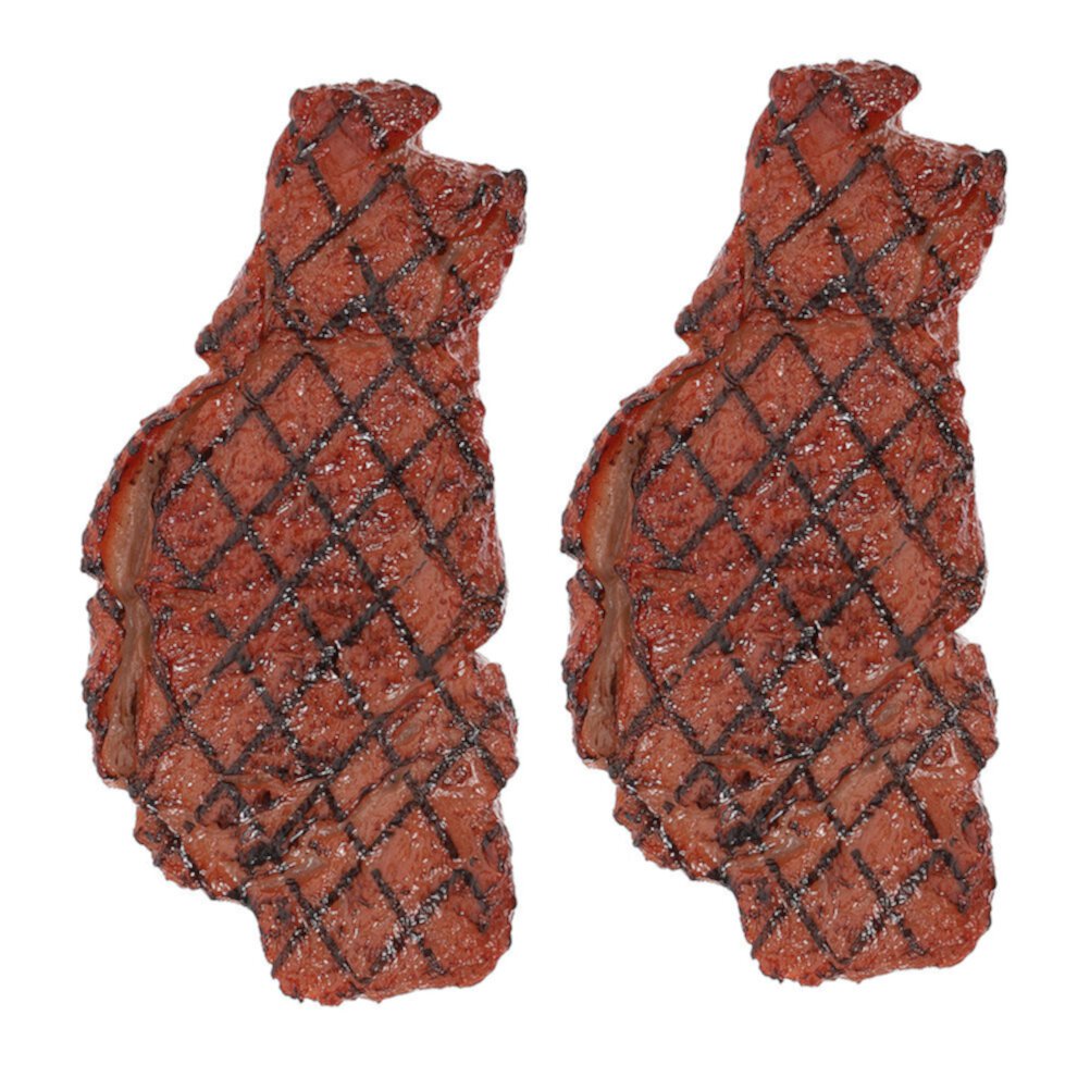 2 Pcs Food Model Grill Toy Fake Meat Simulation Steak Prop Simulated Cooking Kids Child Toddler Sipeihong