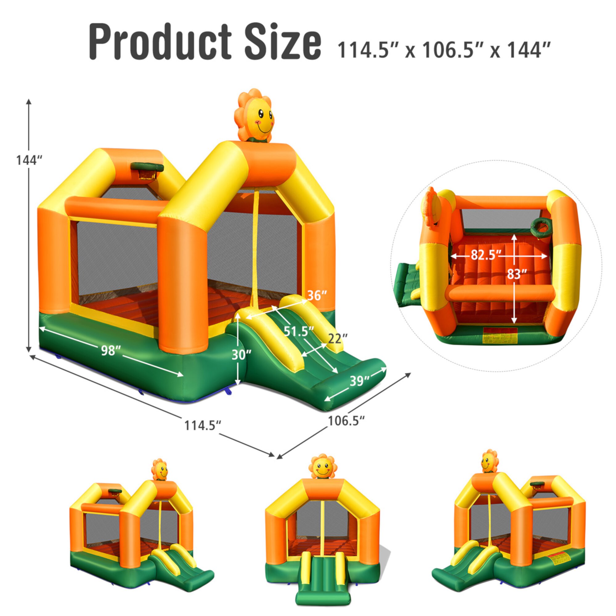 Gymax Inflatable Bounce Castle Jumping House Kids Playhouse w/ Slide Blower Excluded GYMAX