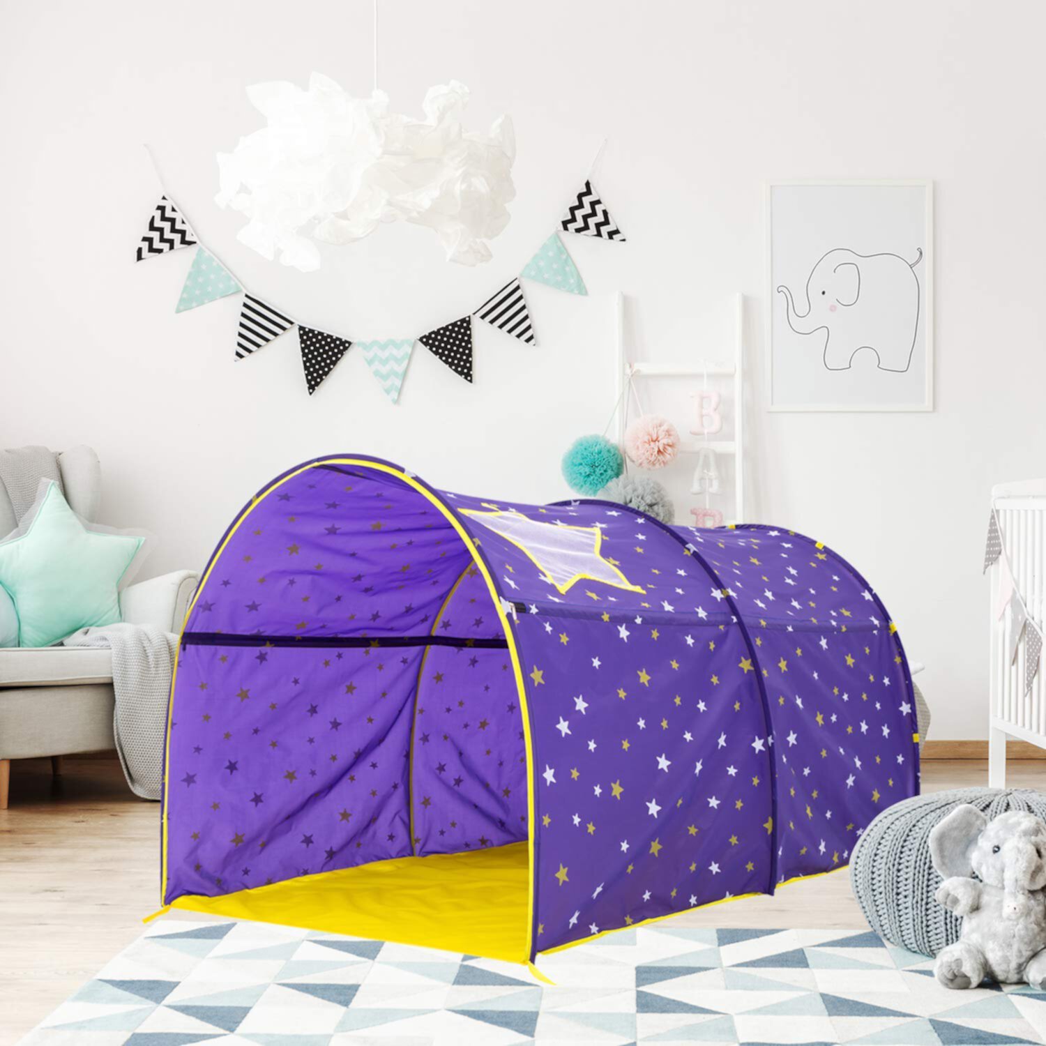 Bed Tent Canopy Kids Play Playhouse Privacy Twin Starlight Purple Pop Up by Alvantor Alvantor