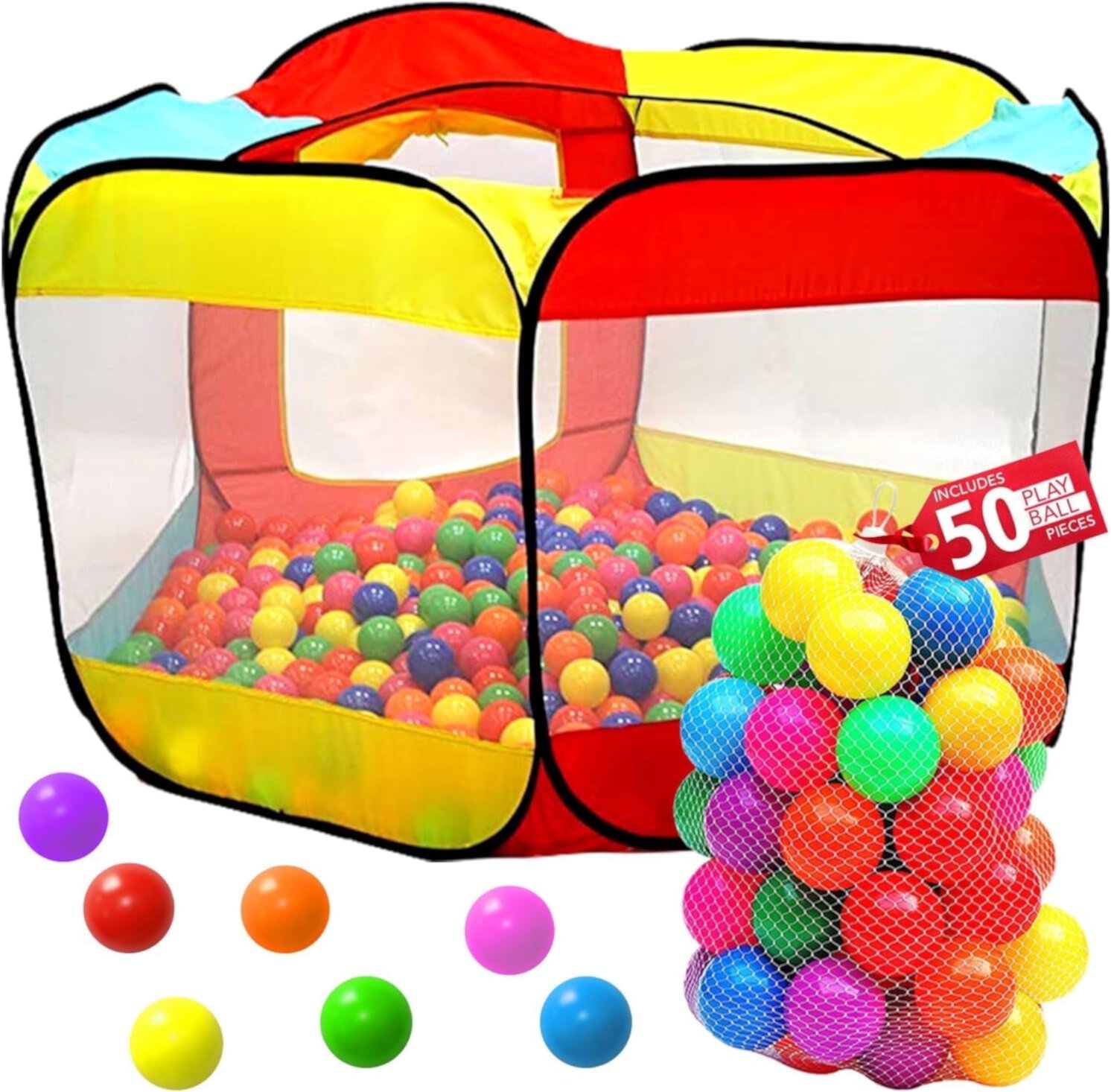 Kiddey Ball Pit Play Tent for Kids | Large Ball Pits for Toddlers and Babies | Indoor & Outdoor Foldable Baby Tent (200 Balls Included) Kiddzery