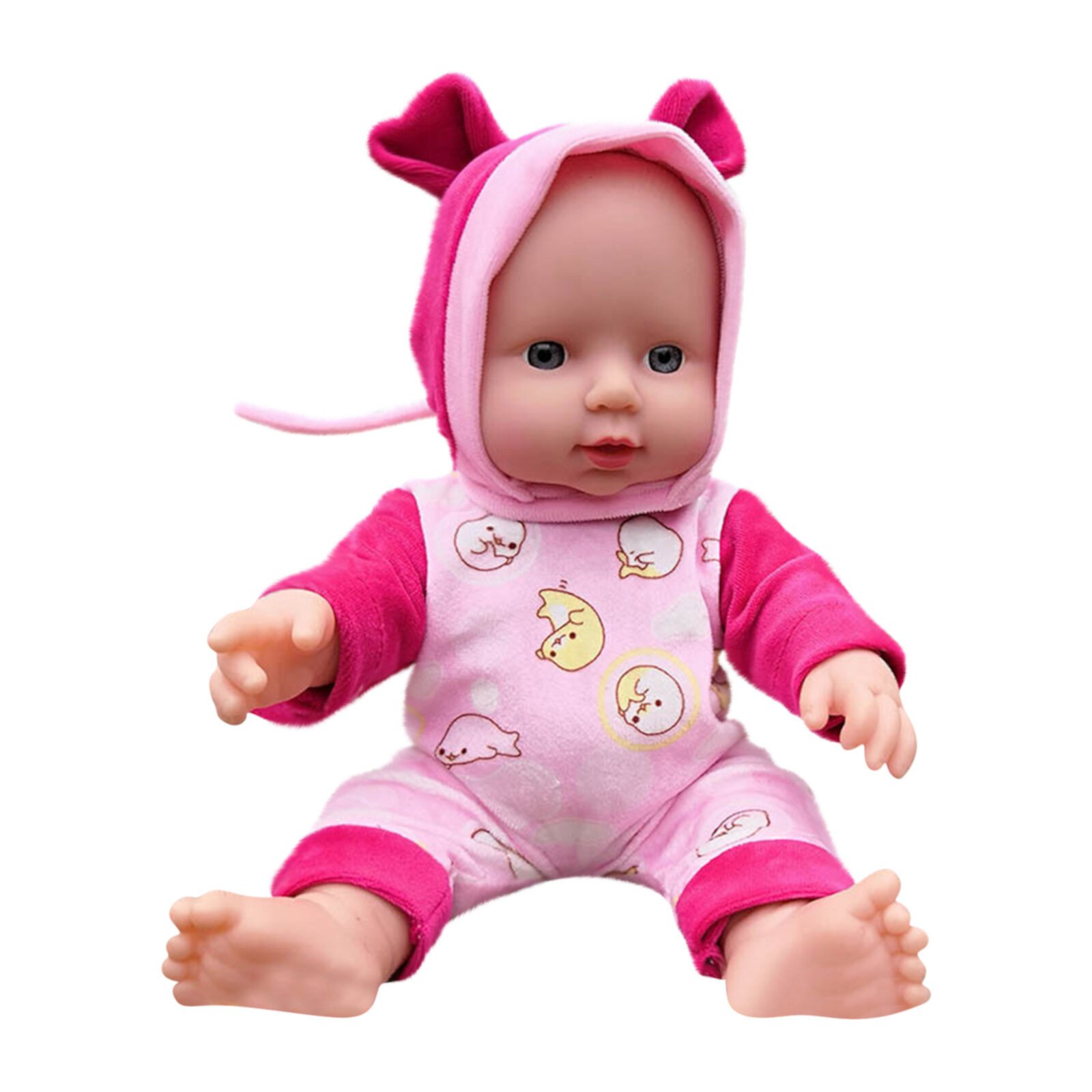 12in Educational & Fun Children's Simulation Baby Doll - Soft Play House Toy for Bathing, Nursery, and Learning Activities,Gray Hzrsly