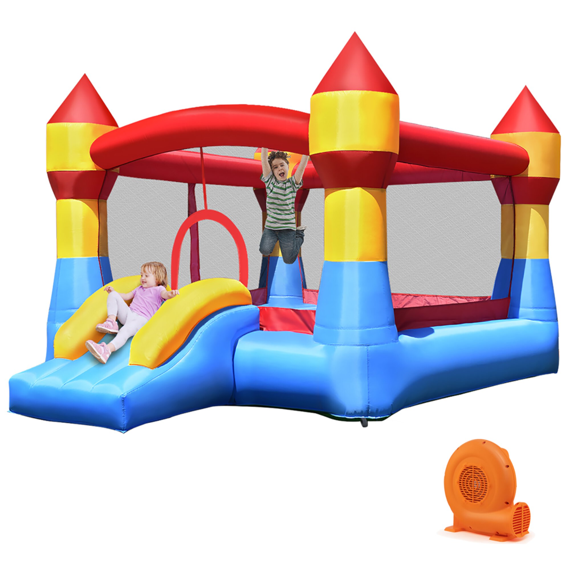 Costway Inflatable Bounce House Castle Jumper Moonwalk Playhouse Slide with  550W Blower Costway