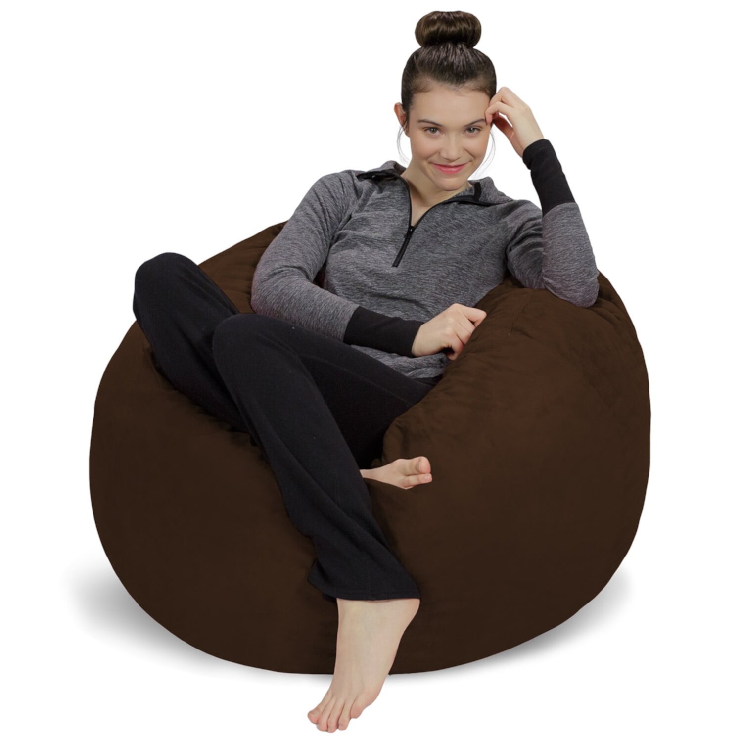 Sofa Sack Bean Bag Chair, Memory Foam Lounger with Microsuede Cover, Kids, 3 ft, Cocoa Sofa Sack