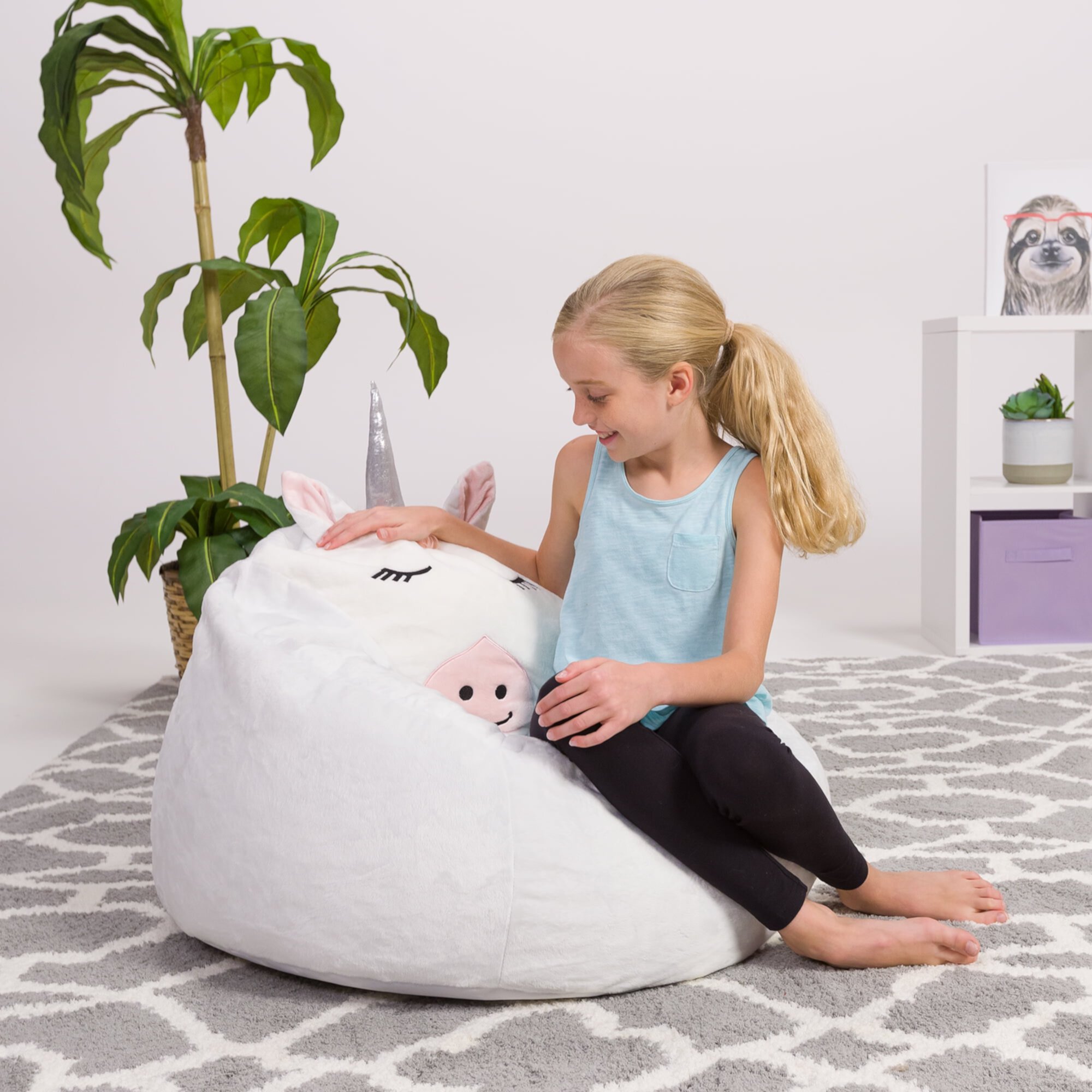 Posh Creations Cute Soft Bean Bag Chair for Kids, Furry, 2.5ft, Large, Animal - Panda Posh Creations