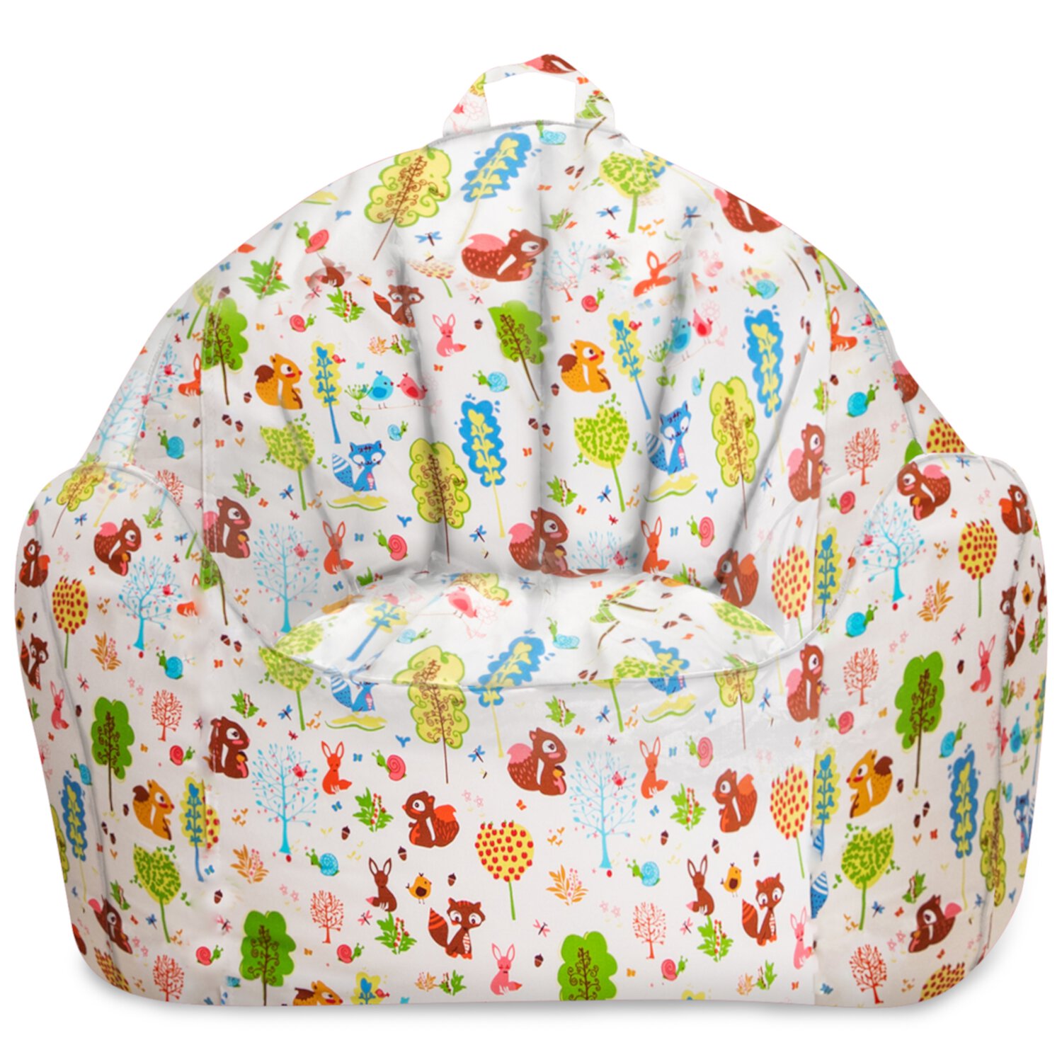 Posh Creations Malibu Bean Bag Chair, Structured Comfy Seat for Kids & Teens, Canvas 2.8 Ft, Forest Critters on White Posh Creations