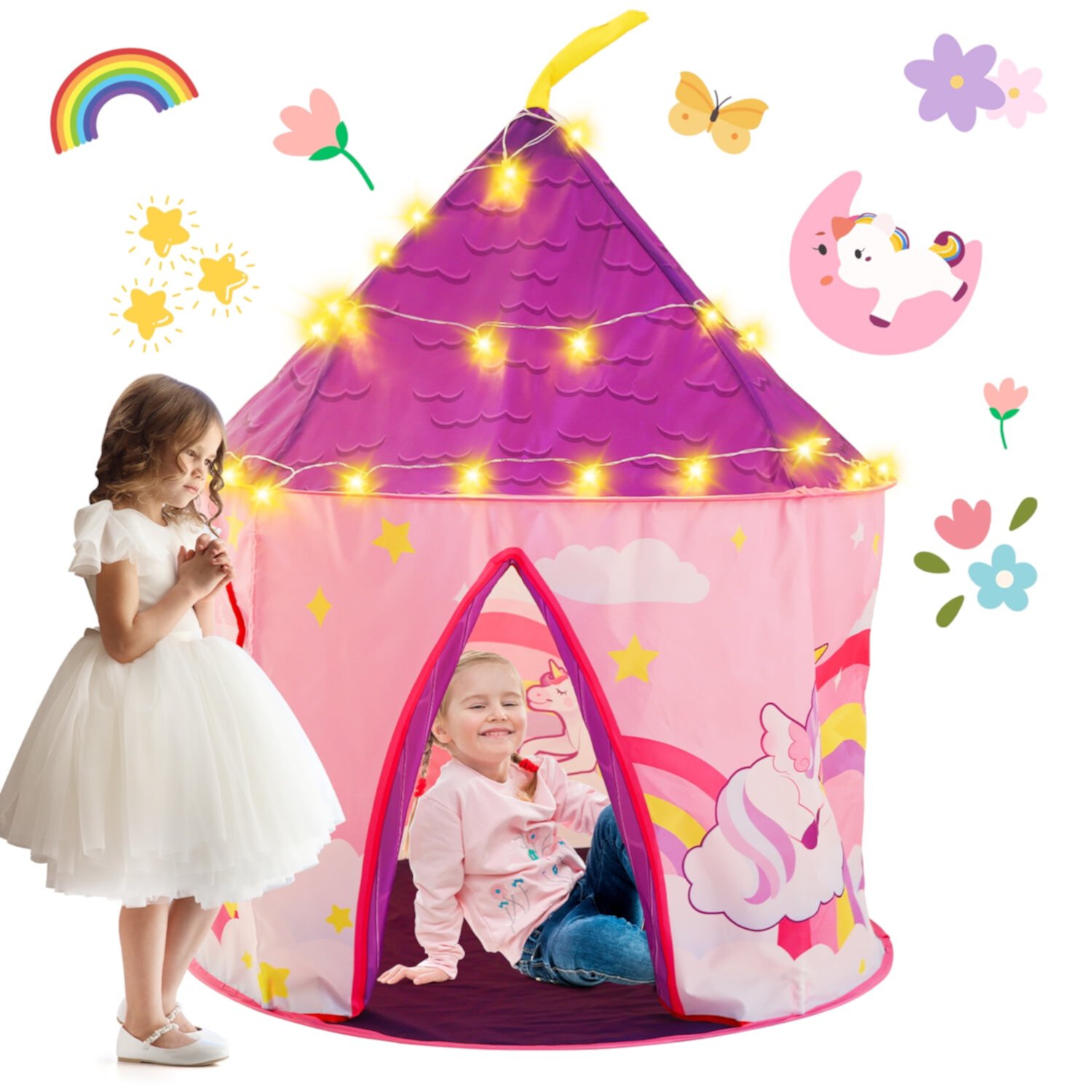 JoyStone Kids Play Tent, Foldable Tent for Kids with Carry Bag, Pop Up Tent with Star Lights for Children Indoor and Outdoor Games JoyStone