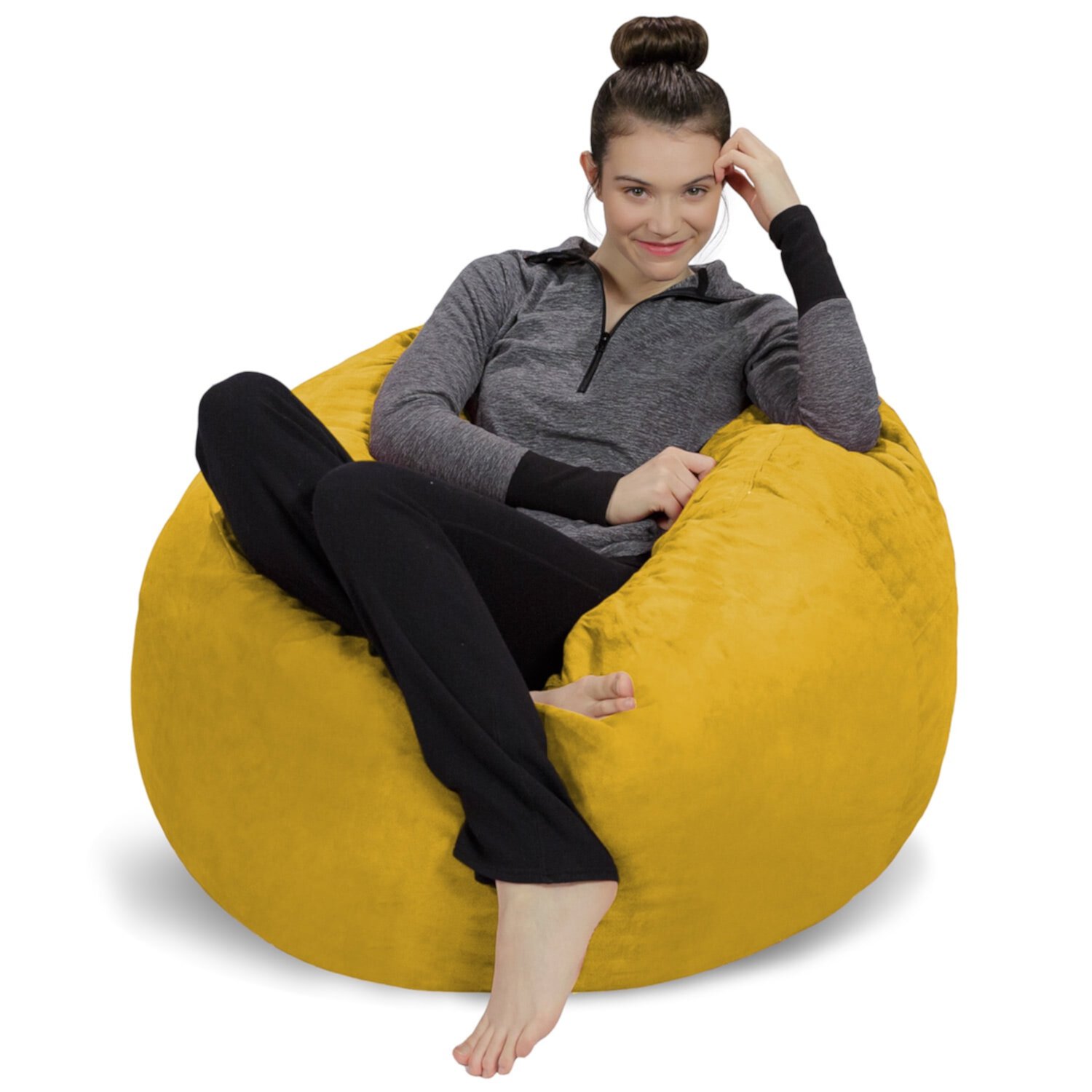 Sofa Sack Bean Bag Chair, Memory Foam Lounger with Microsuede Cover, Kids, 3 ft, Yellow Sofa Sack