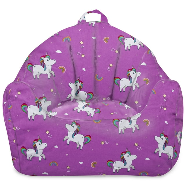 Posh Creations Malibu Bean Bag Chair Lounger, Kids, 2.8 ft, Canvas Rainbow Unicorns Posh Creations