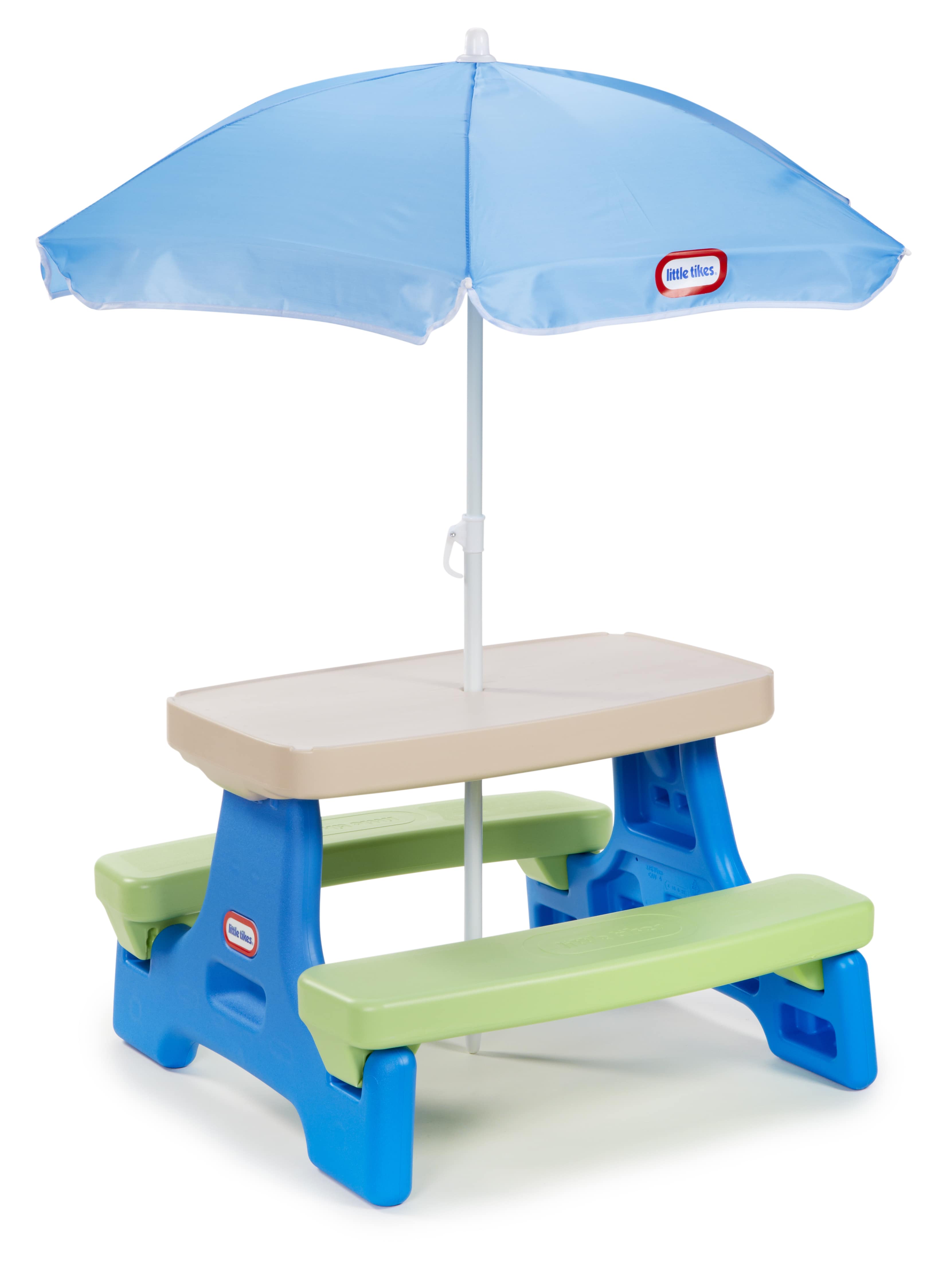 Little Tikes Easy Store Kids Picnic Table with Umbrella, Ages 2+ Little Tikes