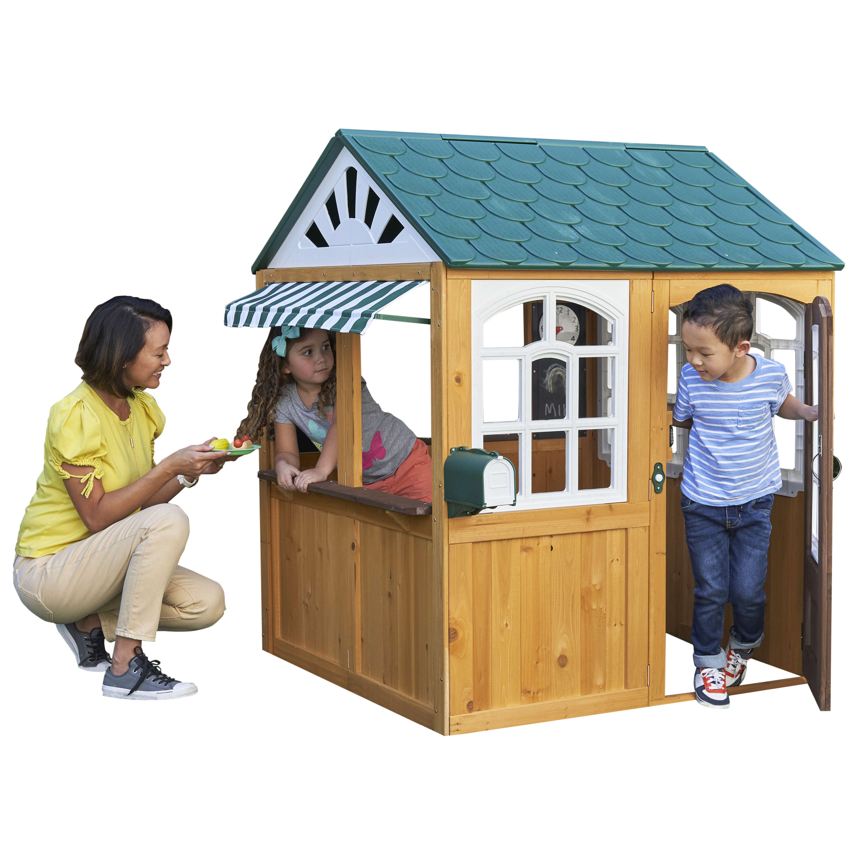 KidKraft Garden View Outdoor Wooden Playhouse with Ringing Doorbell KidKraft