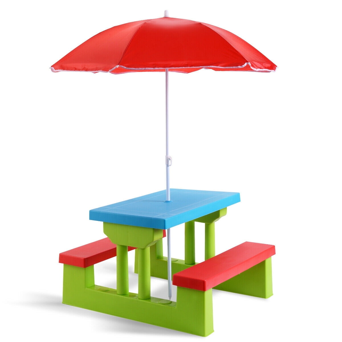 Costway Kids Picnic Table Set W/Removable Umbrella Indoor Outdoor Garden Patio Costway