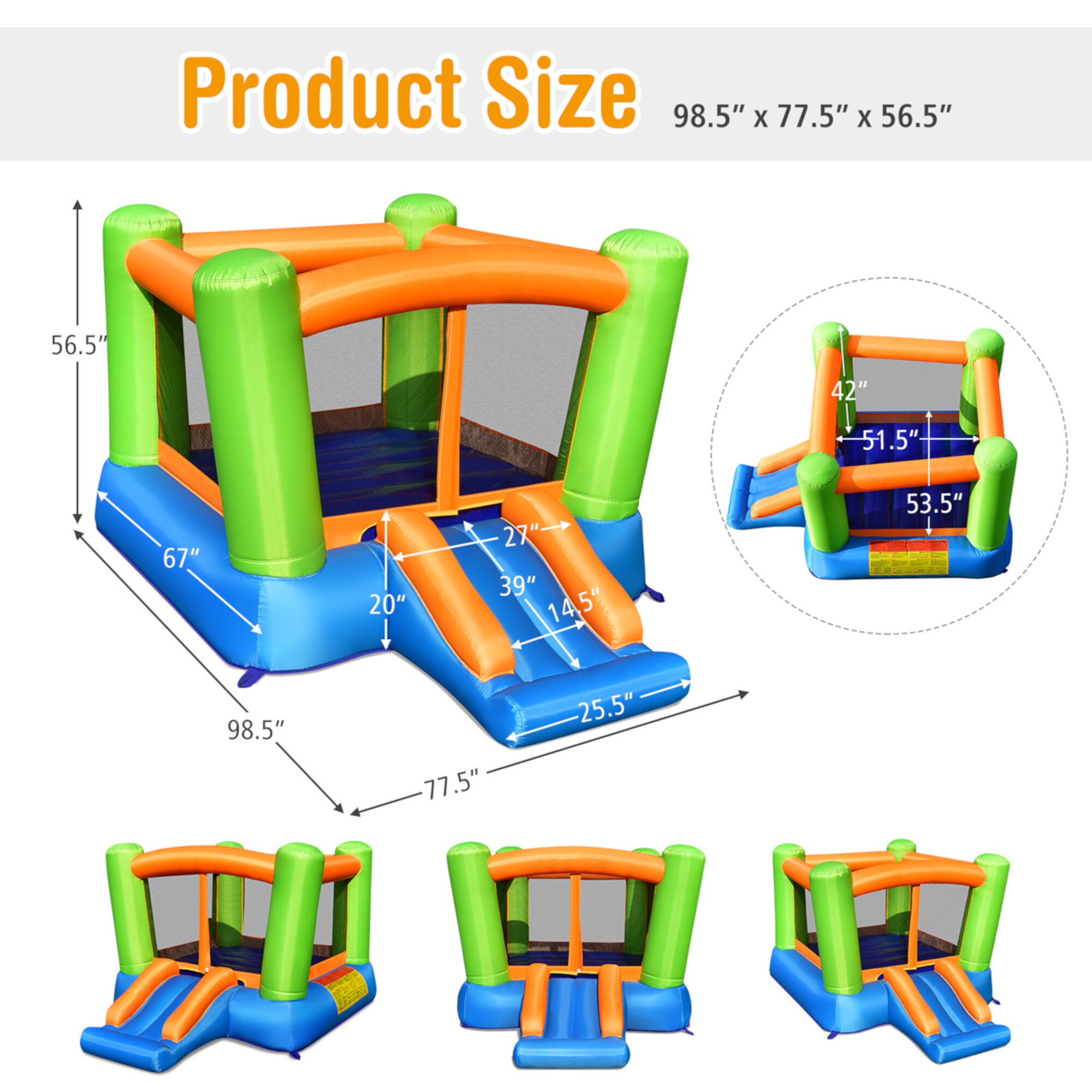 Gymax Inflatable Bounce House Kids Jumping Playhouse Indoor & Outdoor With 480W Blower GYMAX